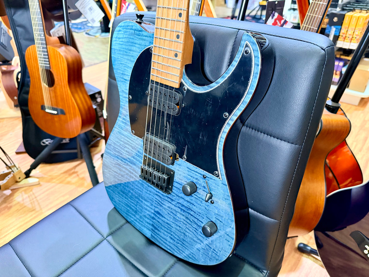 Spira Guitars T-450 TDB~ Trans Blue Flame Maple~ Villain Custom Humbuckers~ NEW