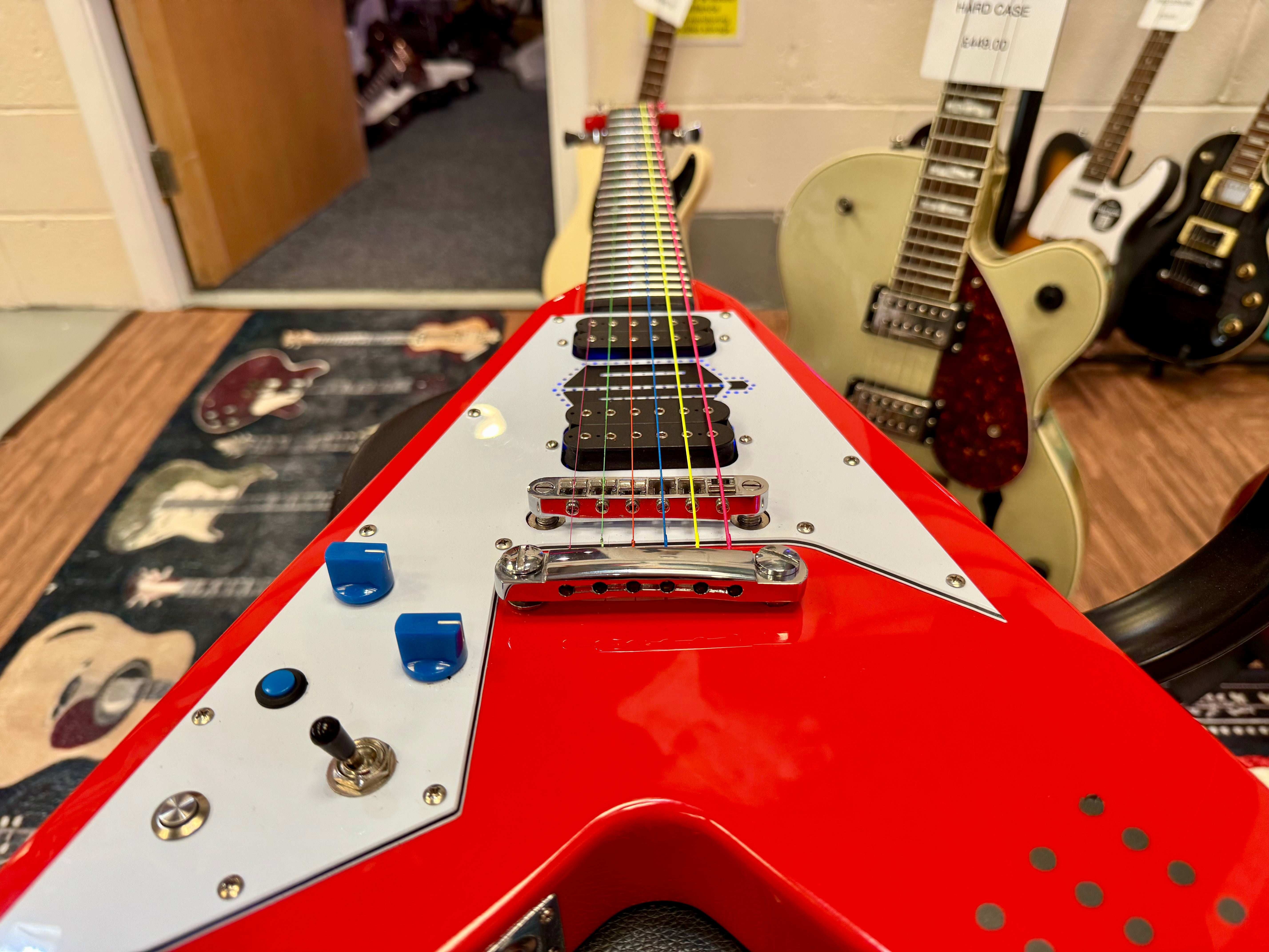 🔥DR WHO🔥 Custom Flying V Left Handed Guitar~ Doctor Who Tardis Lights~ Lefty!