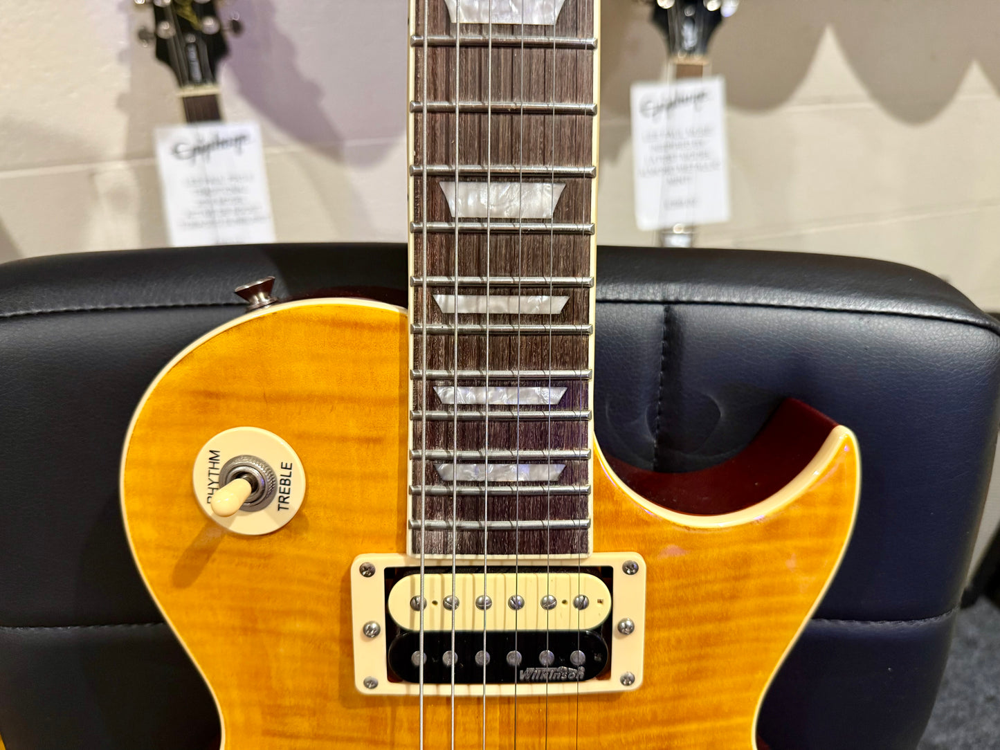 🌟MINT🌟 Vintage V100AFD Flamed Amber Paradise Electric Guitar~ Slash Les Paul!