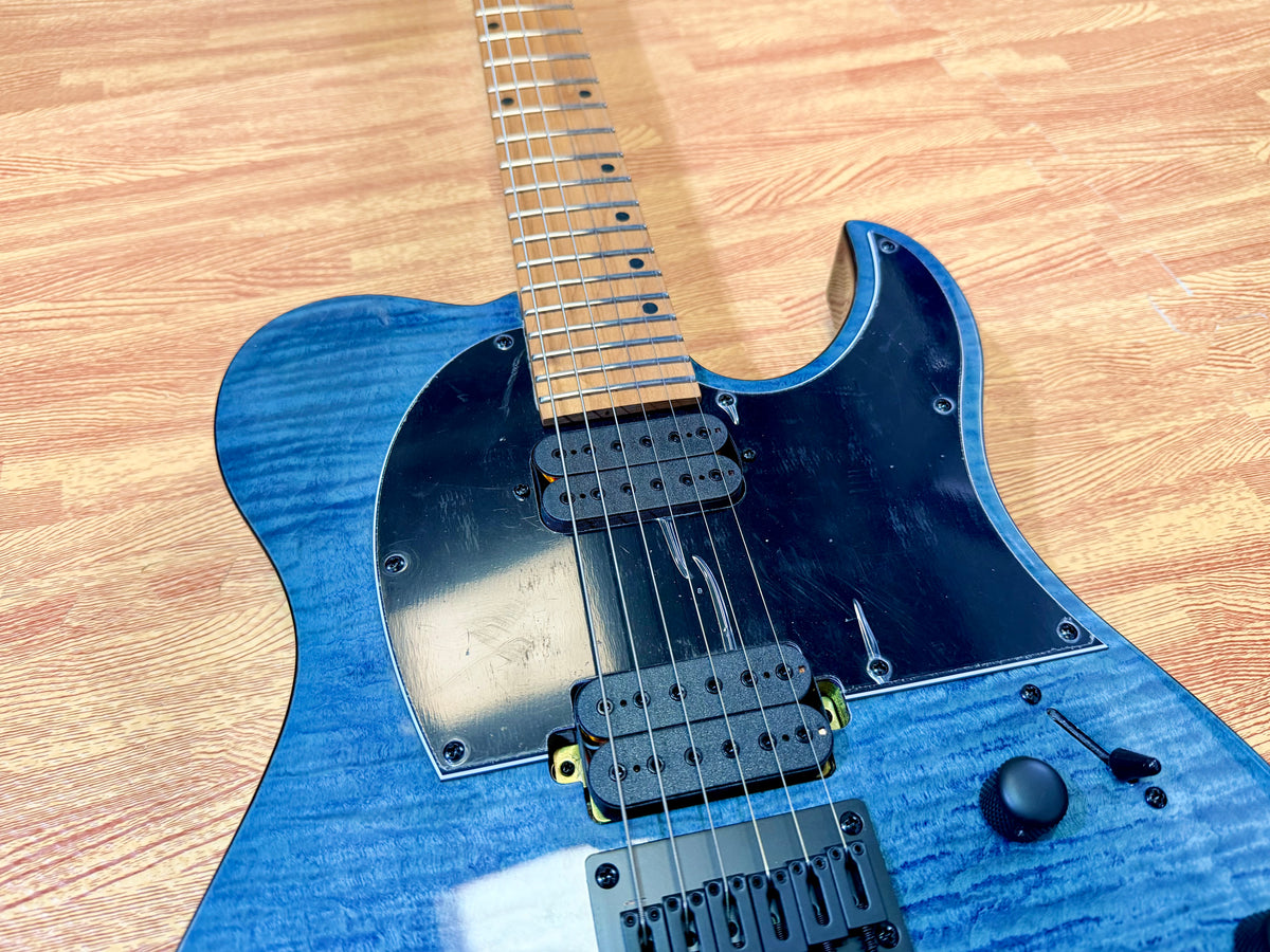 Spira Guitars T-450 TDB~ Trans Blue Flame Maple~ Villain Custom Humbuckers~ NEW