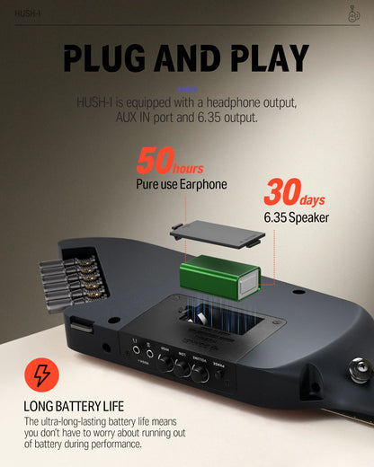 🌟NEW🌟 Donner HUSH-I Electro Acoustic Silent Travel Headless Guitar~ Maple!