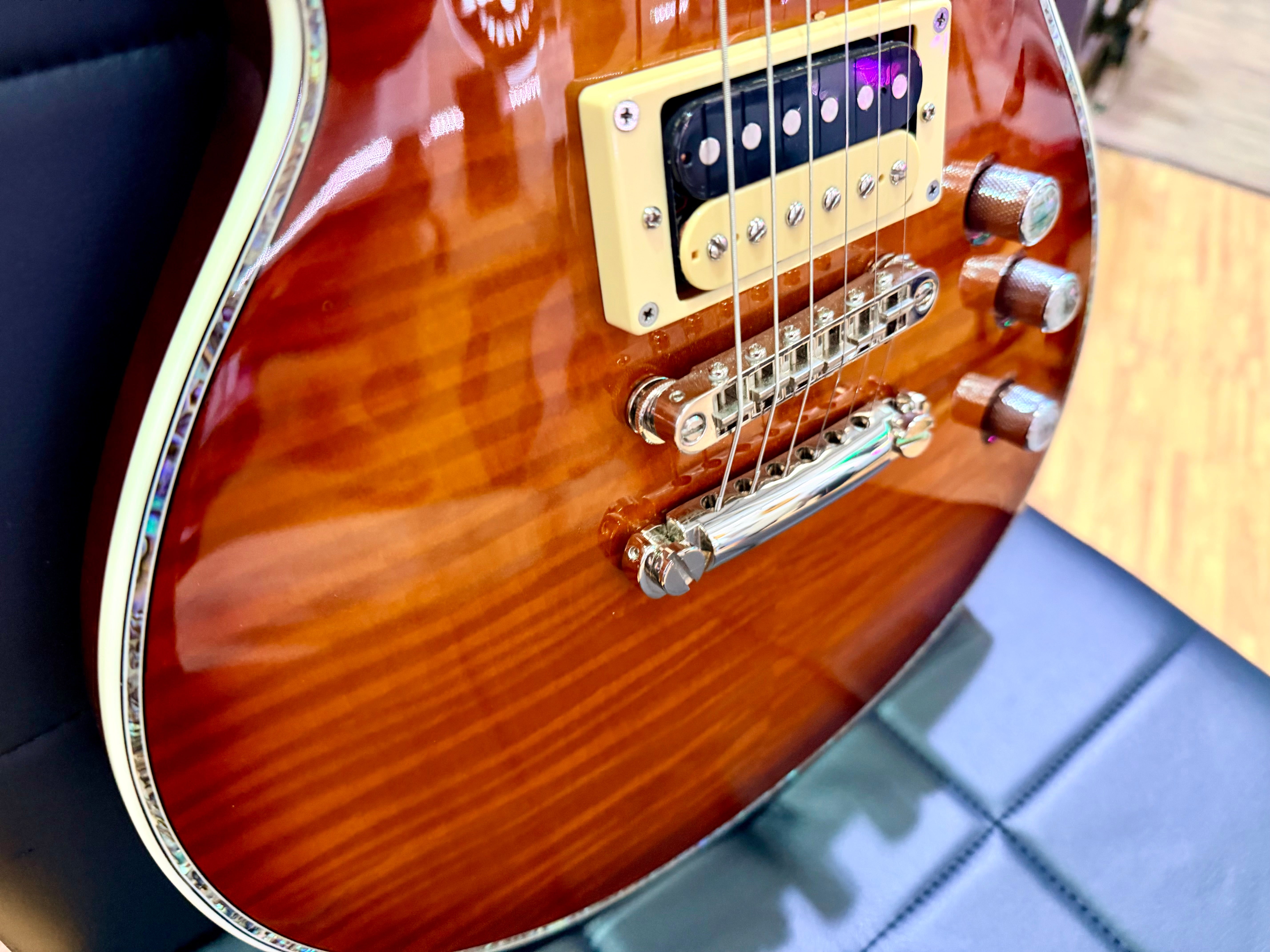 🔥2018🔥 ESP LTD EC-1000 Deluxe Amber Sunburst Electric Guitar + Case~ Abalone!
