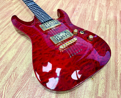 🔥2012🔥 ESP LTD MH-100QM NT See Thru Black Cherry~ Gold Hardware Guyker Lockers