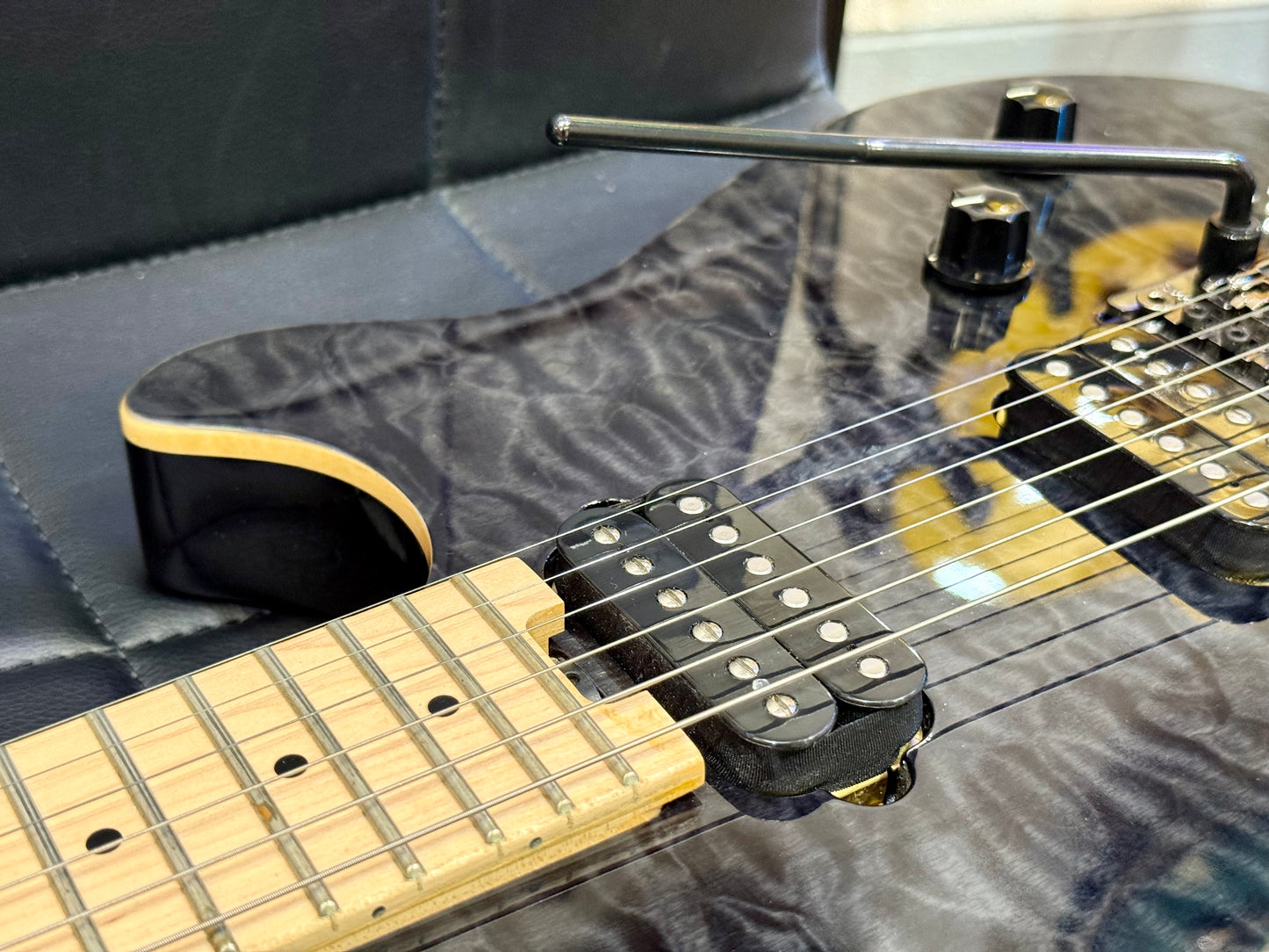 🎸2014🎸 EVH Wolfgang Standard~ Quilted Trans Black Guitar~ Van Halen~ Floyd Rose