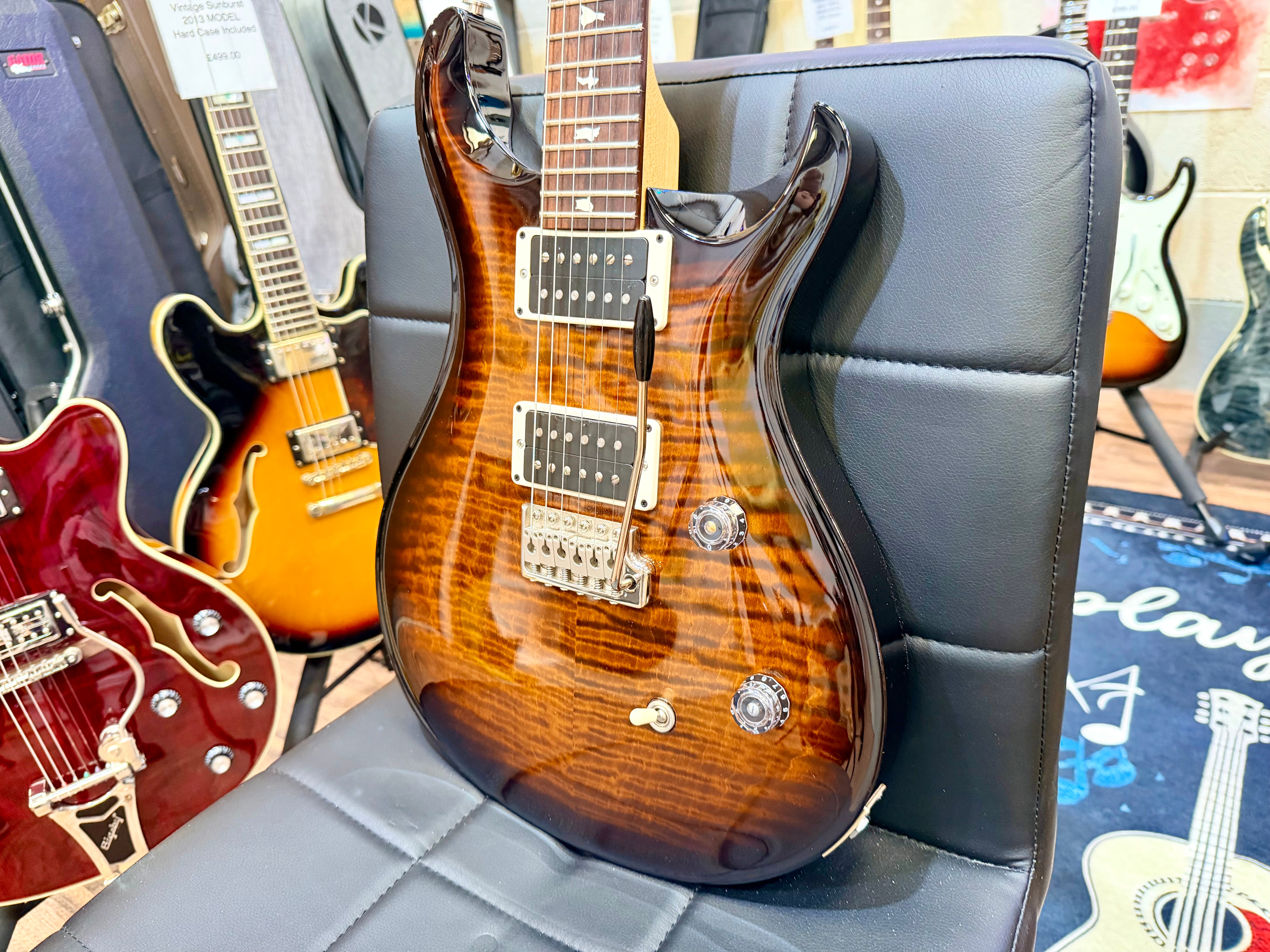 🔥2019🔥 PRS CE 24 Electric Guitar In Black Amber~ Flame Maple~ USA Model + Bag!