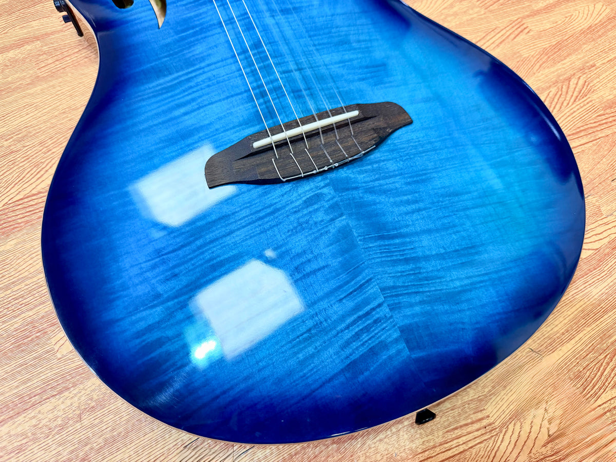 🔥NEW🔥 Ortega TourPlayer Deluxe RTPDLX-FMA Nylon Electro-Acoustic Guitar Blue!
