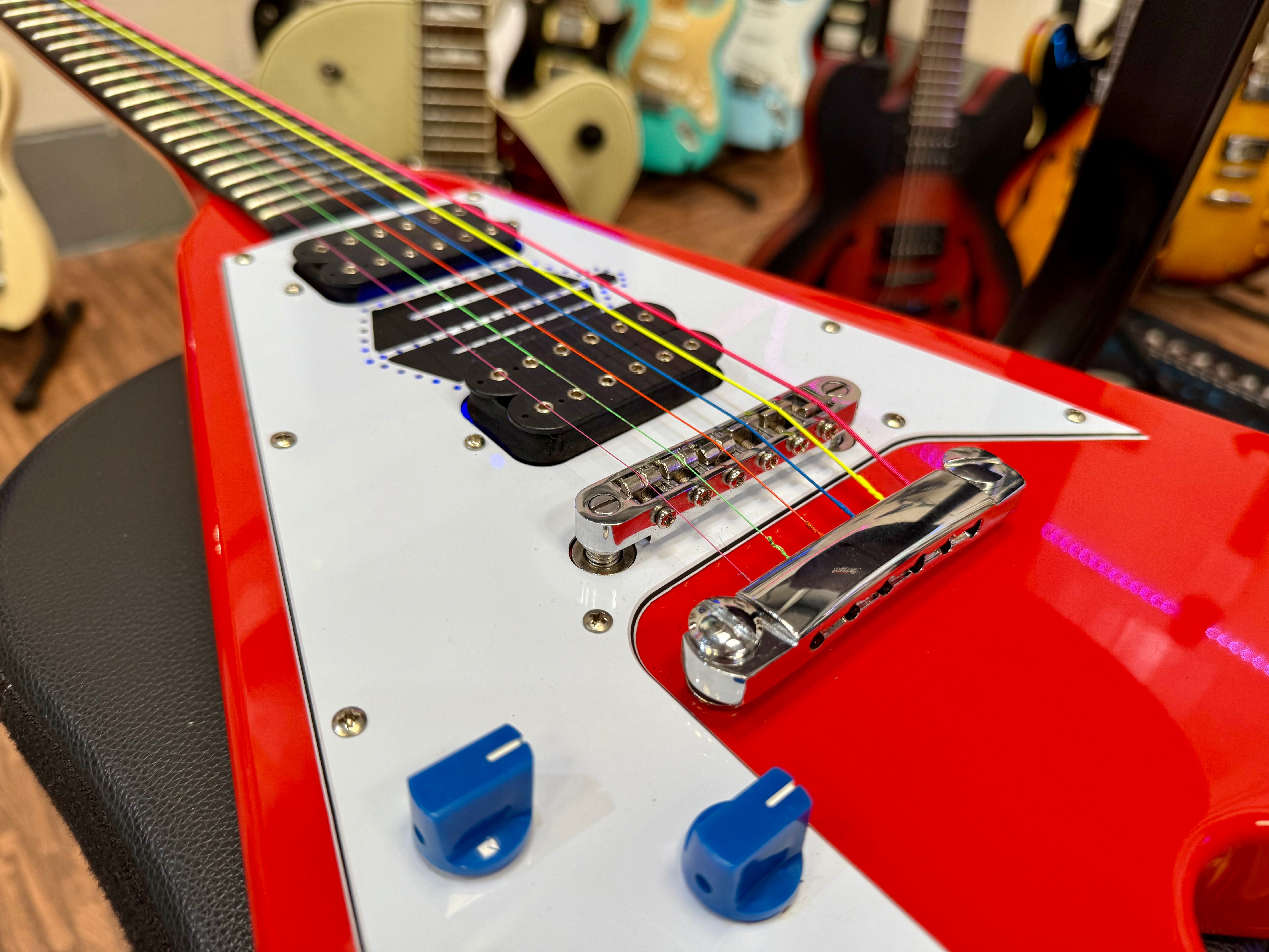 🔥DR WHO🔥 Custom Flying V Left Handed Guitar~ Doctor Who Tardis Lights~ Lefty!