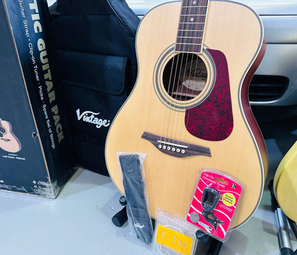 🌟NEW SPECIAL OFFER🌟 Vintage V300 Acoustic Folk Guitar Outfit~Full Starter Pack