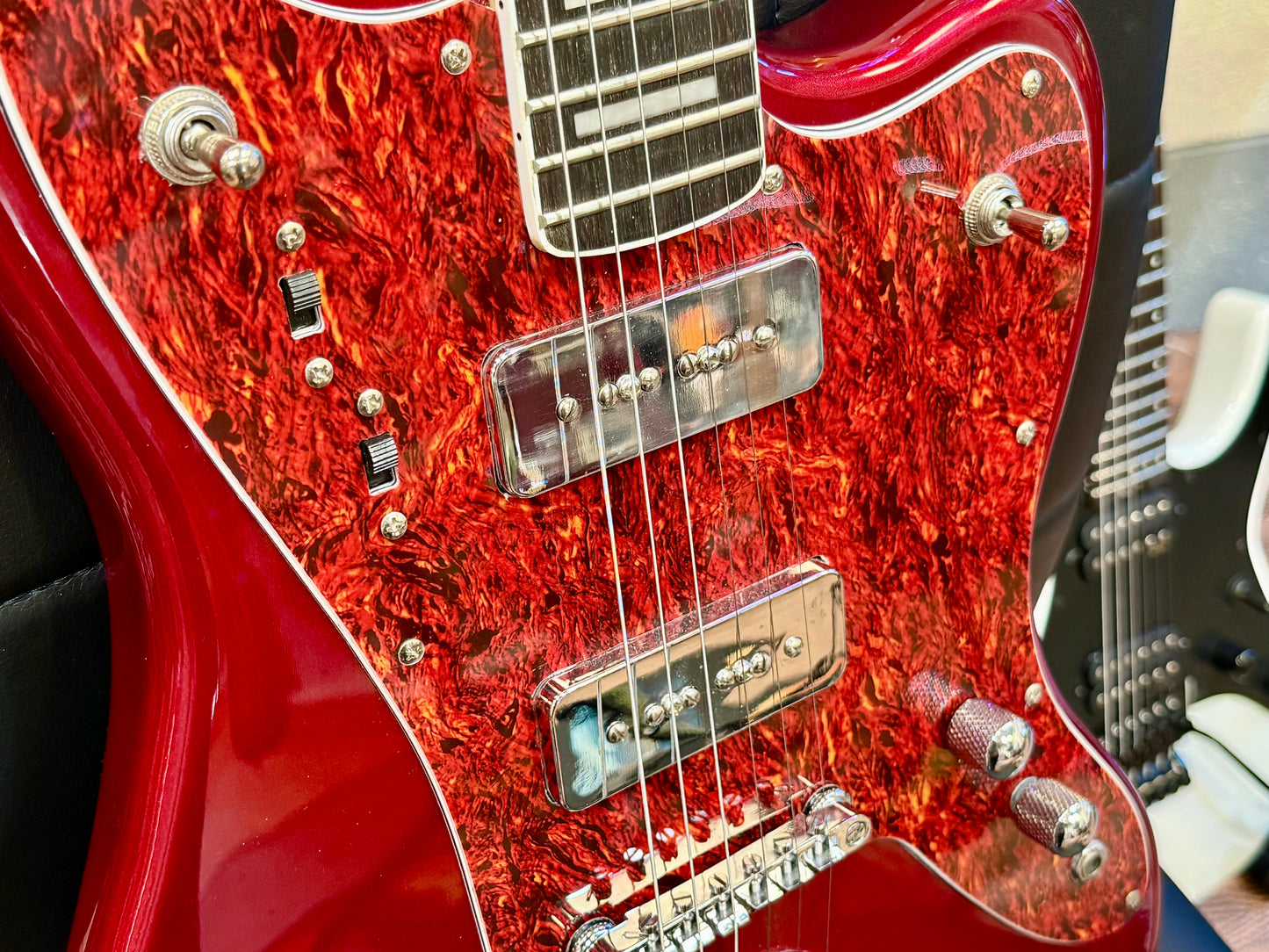 🎸 Custom Made Jaguar Offset Electric Guitar~ Metallic Red~ Soapbar P90’s 🎸