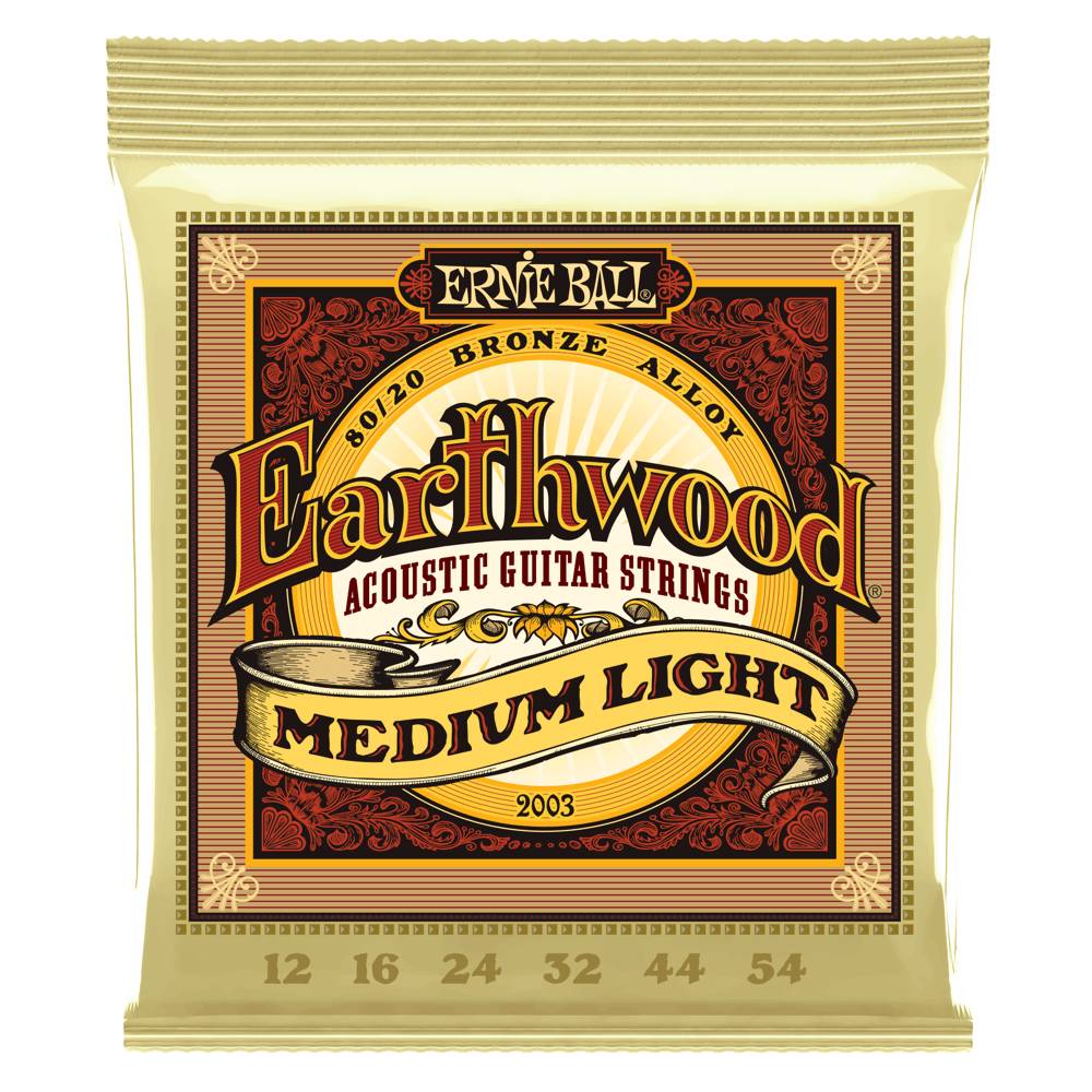 Ernie Ball Earthwood Medium Light 80/20 Bronze Acoustic Guitar Strings- 12-54 Gauge