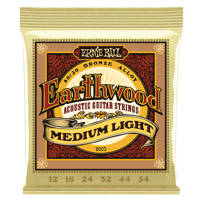 Ernie Ball Earthwood Medium Light 80/20 Bronze Acoustic Guitar Strings- 12-54 Gauge