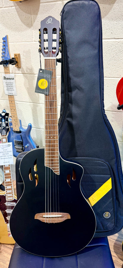 🔥NEW🔥 Ortega TourPlayer Electro-Acoustic Classical Guitar~ Nylon Thin~ Black!