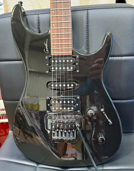 🔥VERY RARE🔥 Godin Freeway Floyd Superstrat Electric Guitar~ Black Pearl~ Case!