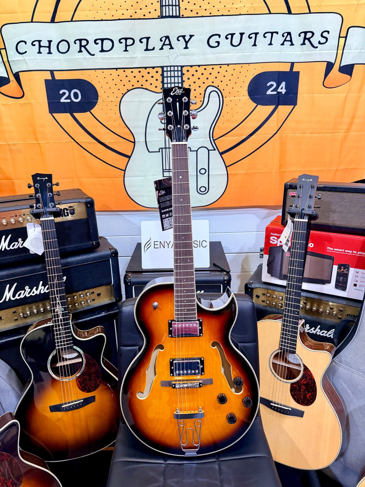 ☀️NEW☀️ Eko Tribute Jazz Semi-Acoustic Hollow Body Guitar Sunburst~ ‘ES-175’