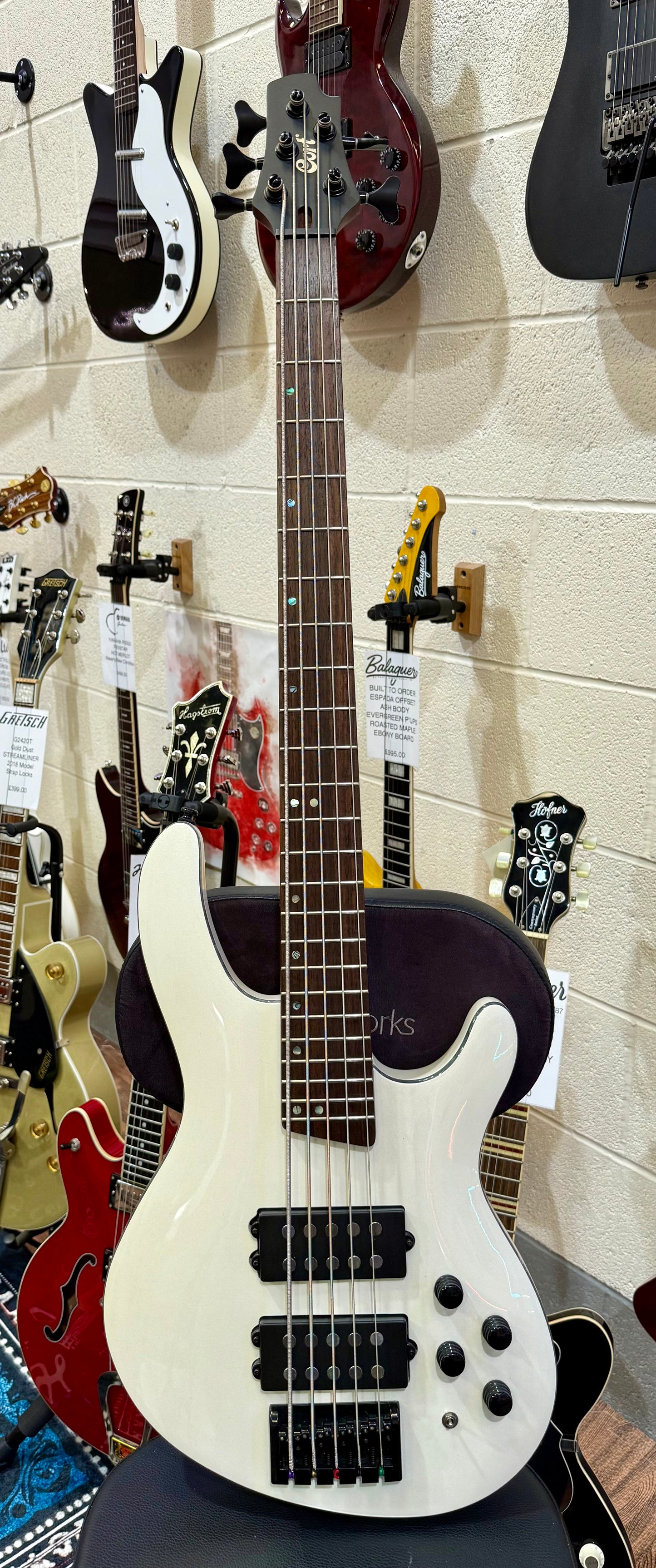 🌟MINT🌟 Cort C5-H 5 String Electric Active Bass Guitar~ Pearl White Finish!