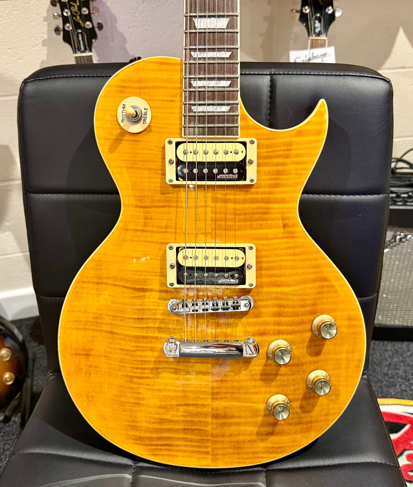 🌟MINT🌟 Vintage V100AFD Flamed Amber Paradise Electric Guitar~ Slash Les Paul!
