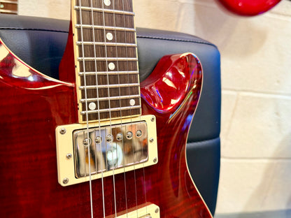 🔥UPGRADED🔥 Harley Benton CST-24 Deluxe~ Black Cherry Flame~ Bare Knuckle P’ups