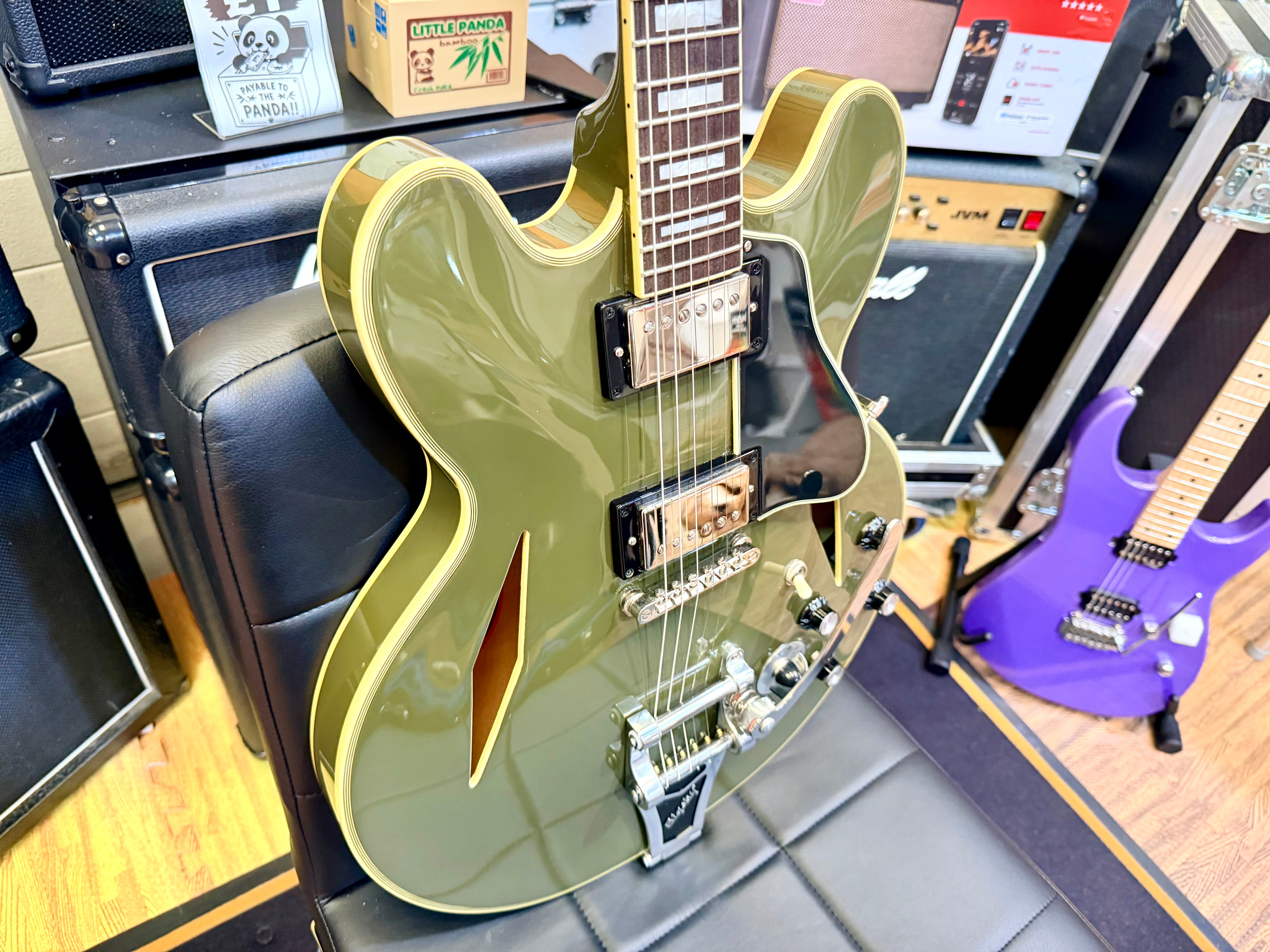 ⚡️2023⚡️ Epiphone Shinichi Ubukata ES-355 Olive Drab~ Inspired By Gibson Custom!