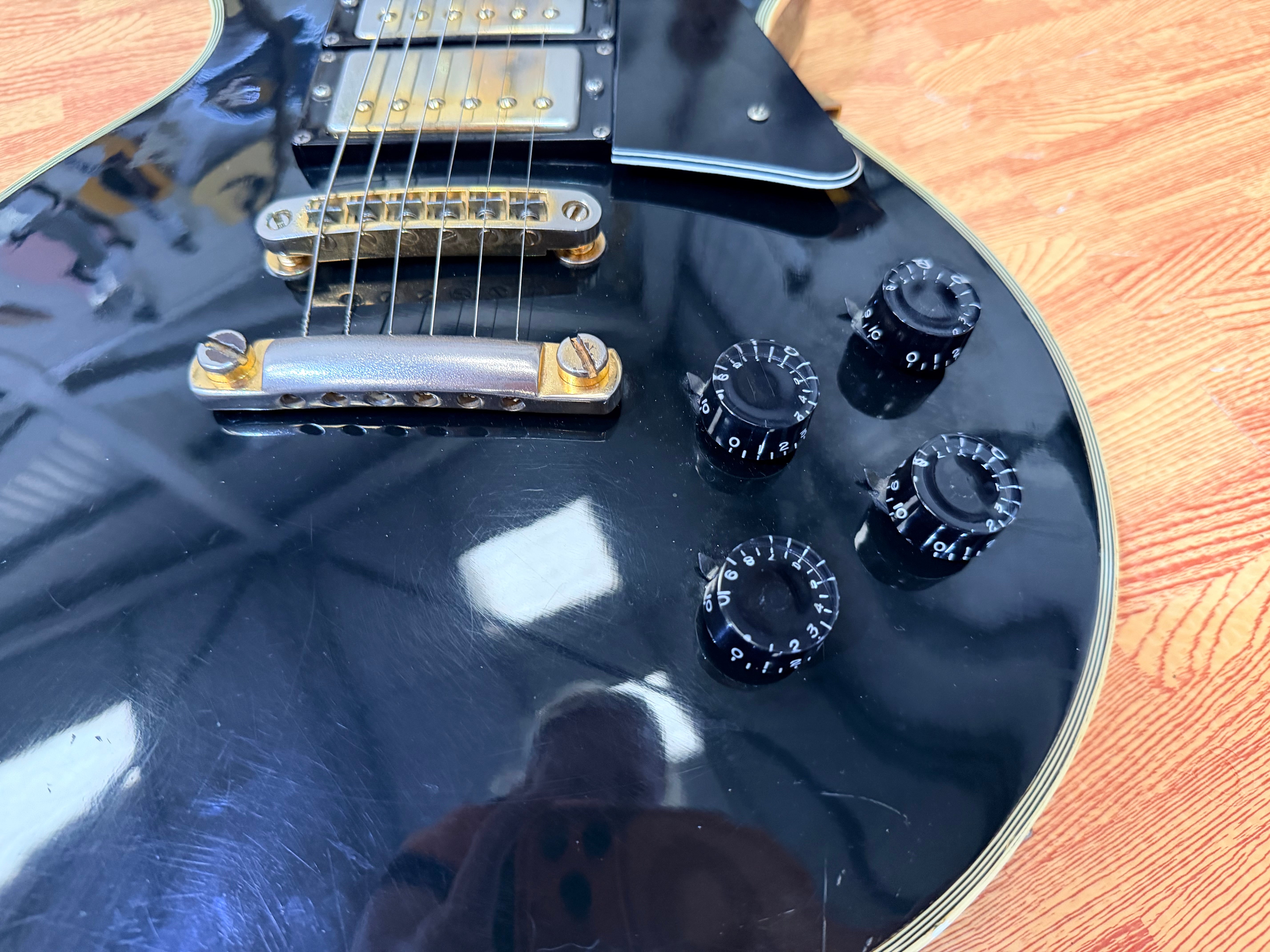 🇯🇵 RARE 🇯🇵 1970s Antoria Les Paul Custom~ Black Beauty 3 Pickup MIJ Japan!