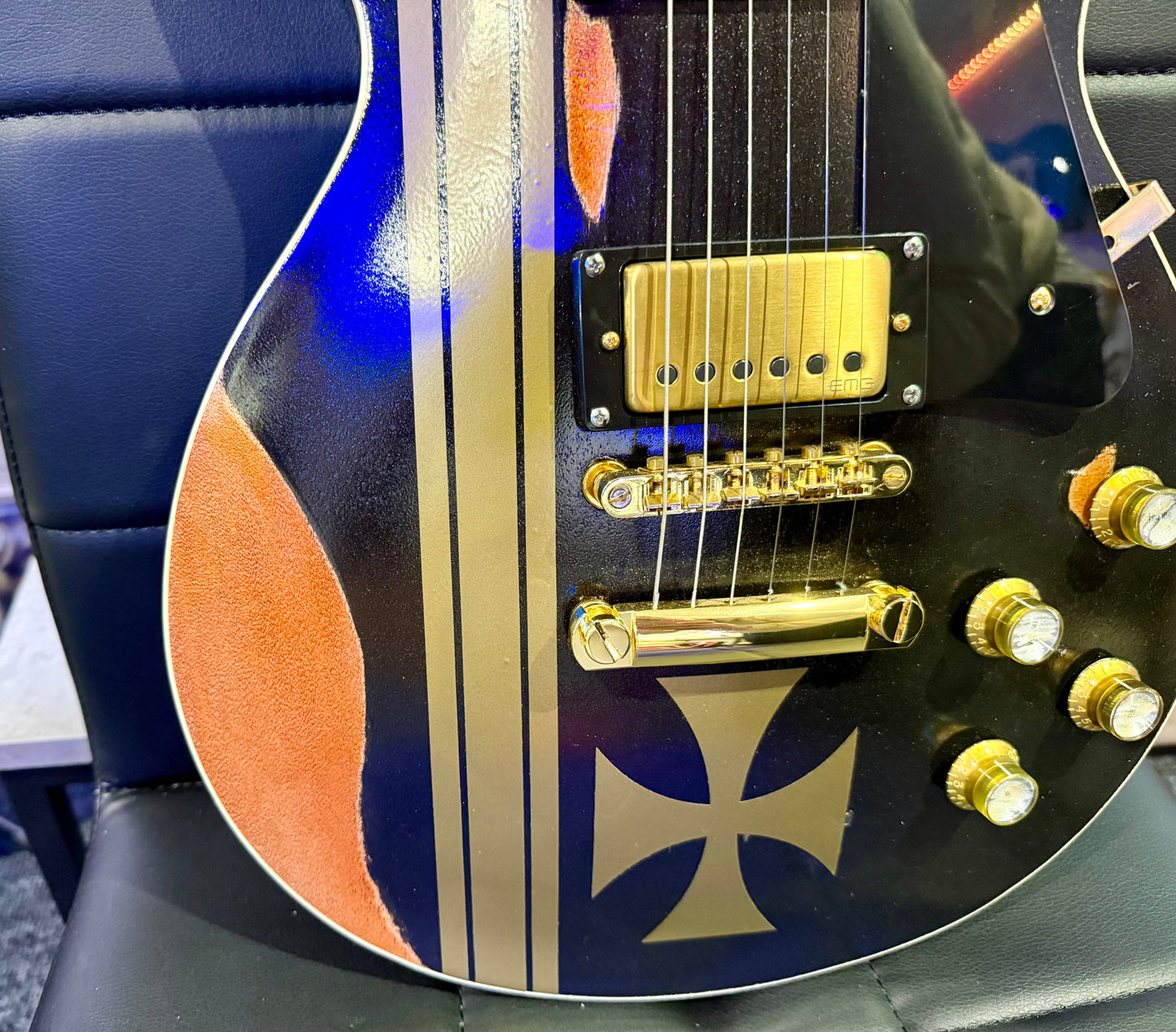 🔥CUSTOM BUILD🔥 James Hetfield Iron Cross Guitar~ Genuine EMG Het set~ESP Style