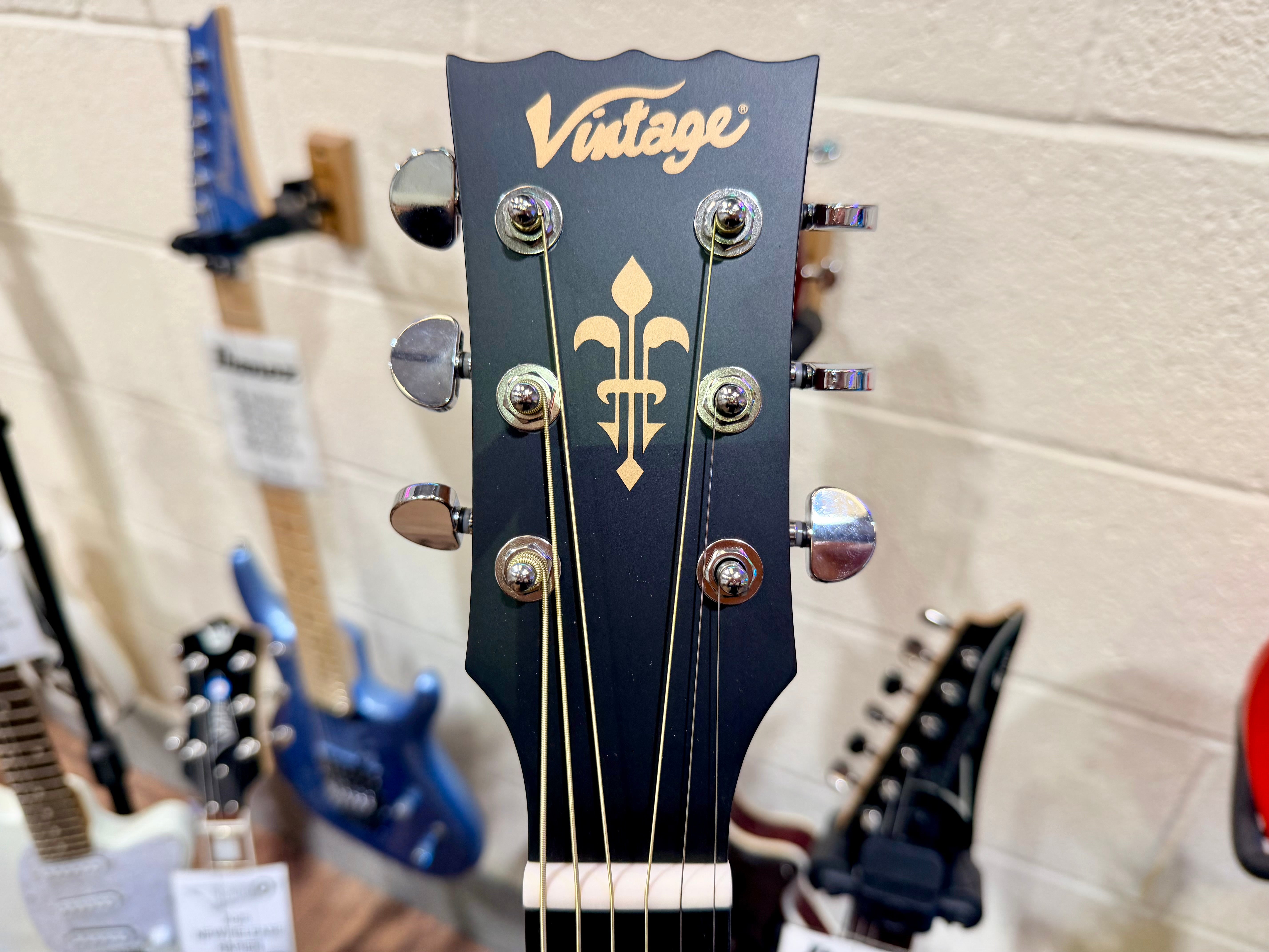 ☀️NEW☀️ Vintage VEC300SB Folk Cutaway Electro-Acoustic Guitar~ Sunburst!