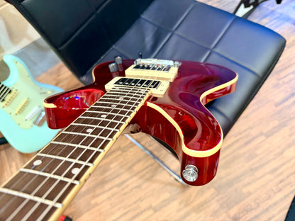 🔥UPGRADED🔥 Harley Benton CST-24 Deluxe~ Black Cherry Flame~ Bare Knuckle P’ups