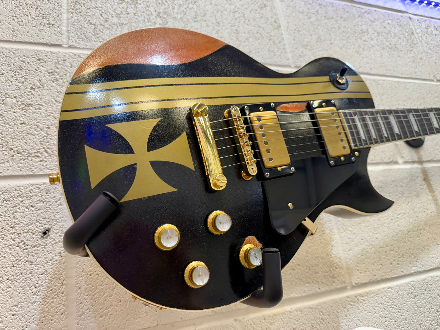 🔥CUSTOM BUILD🔥 James Hetfield Iron Cross Guitar~ Genuine EMG Het set~ESP Style