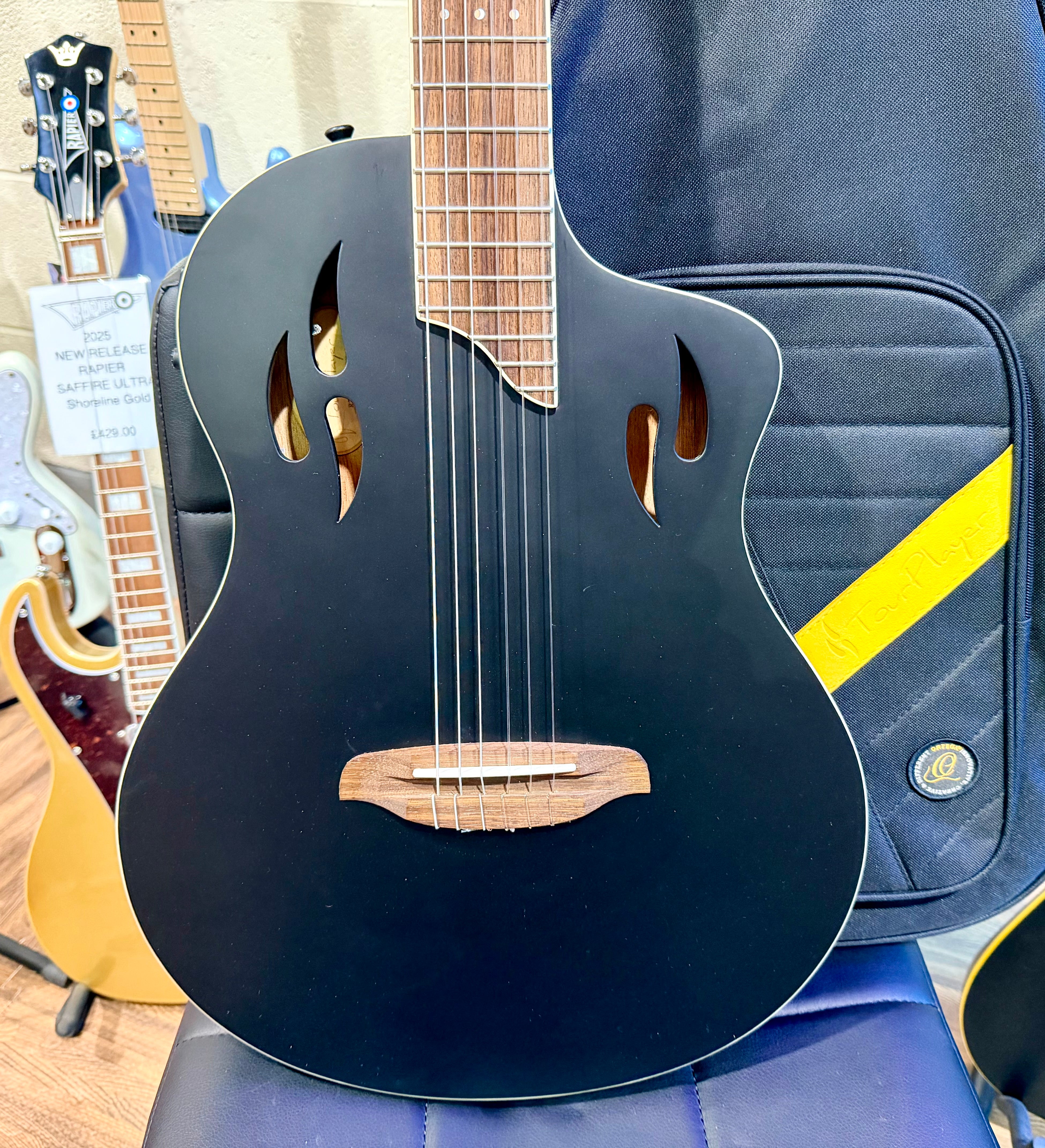 🔥NEW🔥 Ortega TourPlayer Electro-Acoustic Classical Guitar~ Nylon Thin~ Black!
