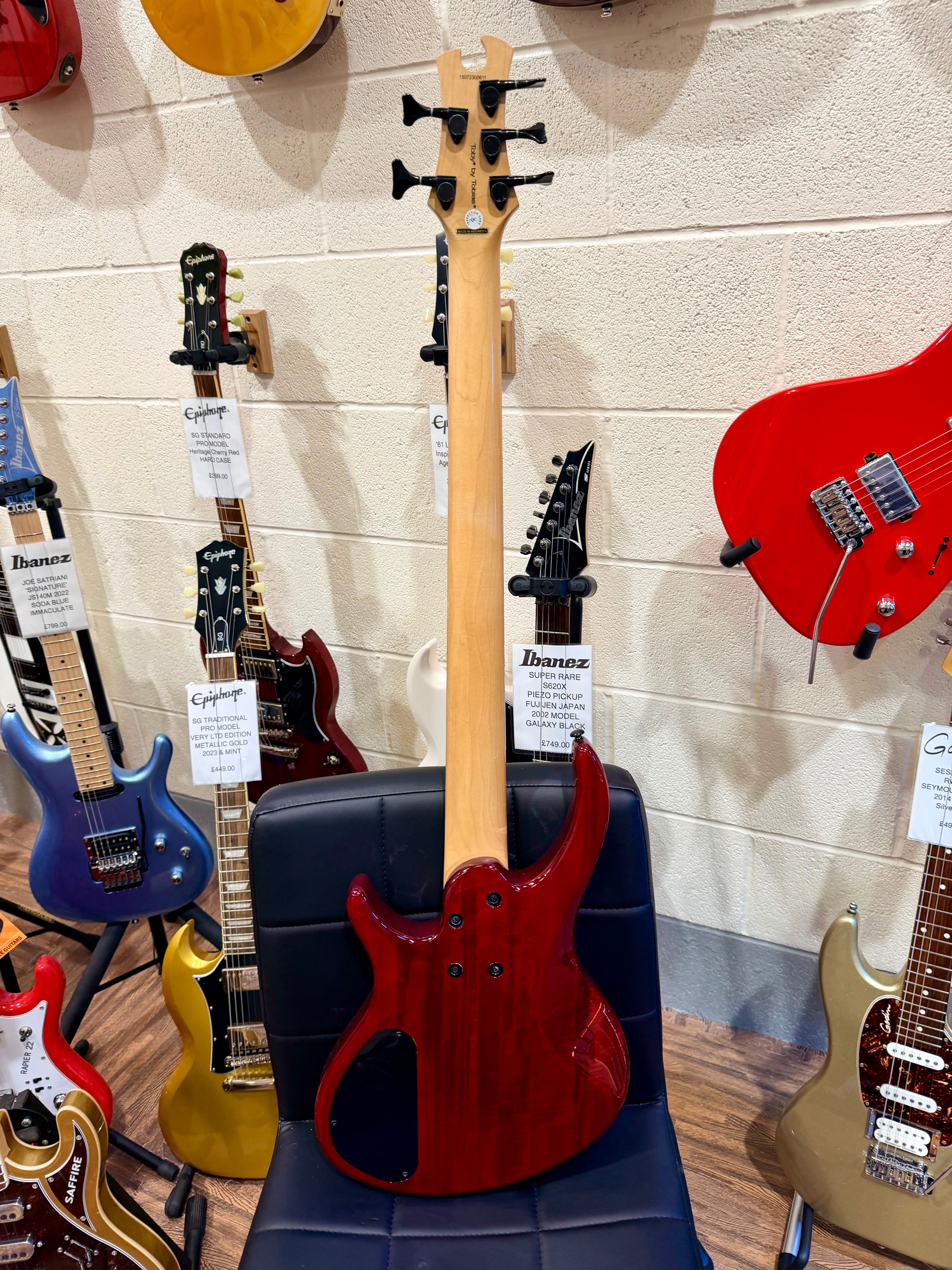 🔥 5 STRING 🔥 Epiphone Toby By Tobias Deluxe V Electric Bass Guitar~ Gloss Red!