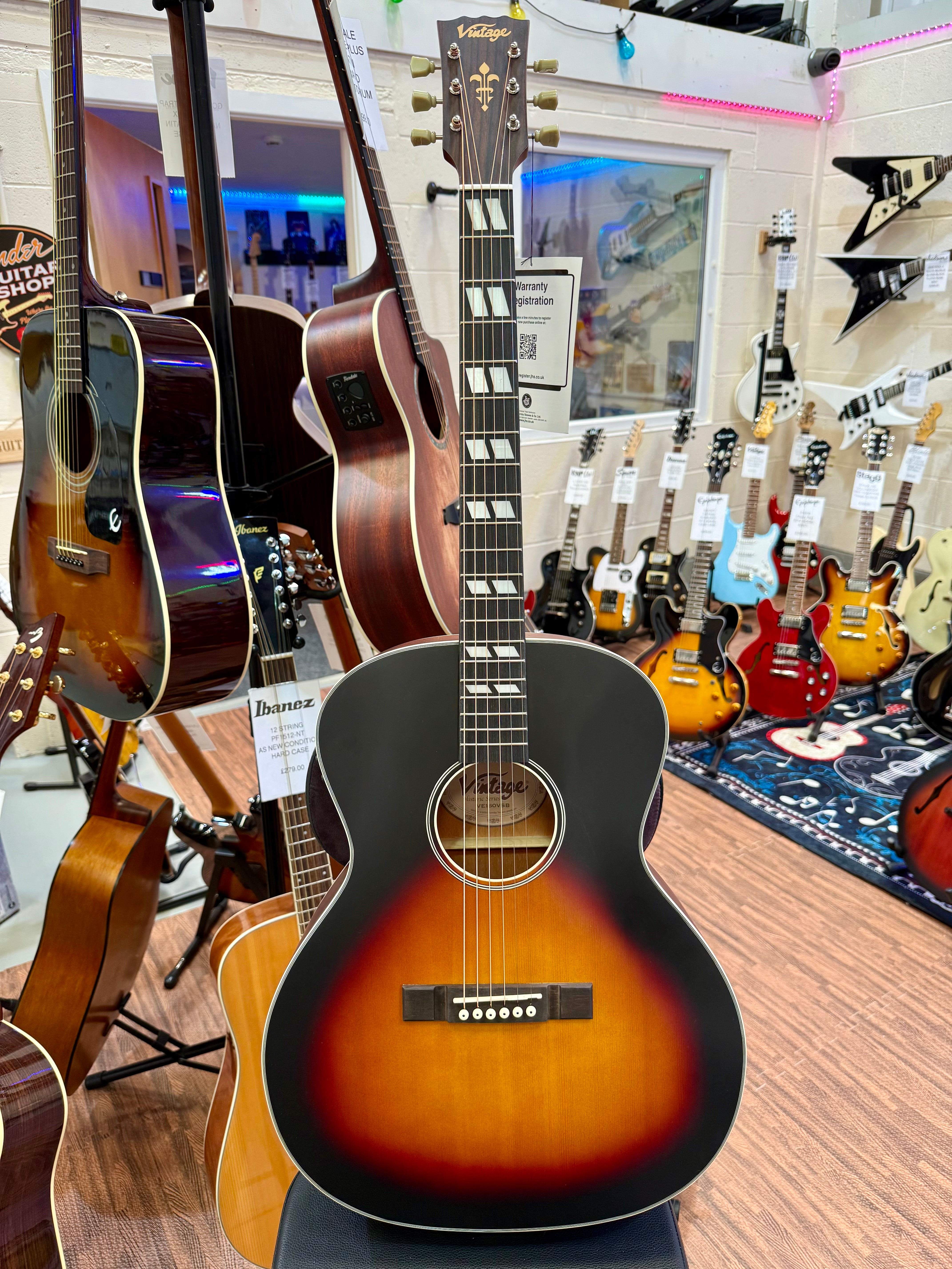 🌟NEW 2025🌟 Vintage Historic Series Electro Acoustic Orchestral Guitar~ VE160VSB