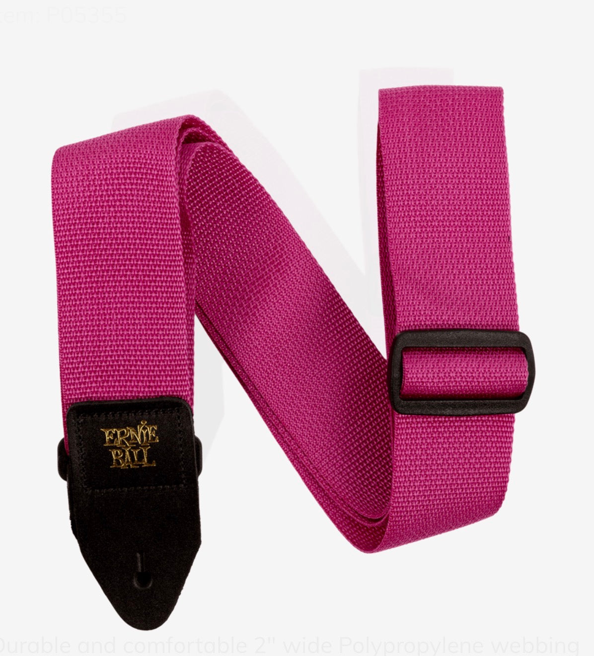 Ernie Ball Polypro 2” Guitar & Bass Strap- Raspberry & Black
