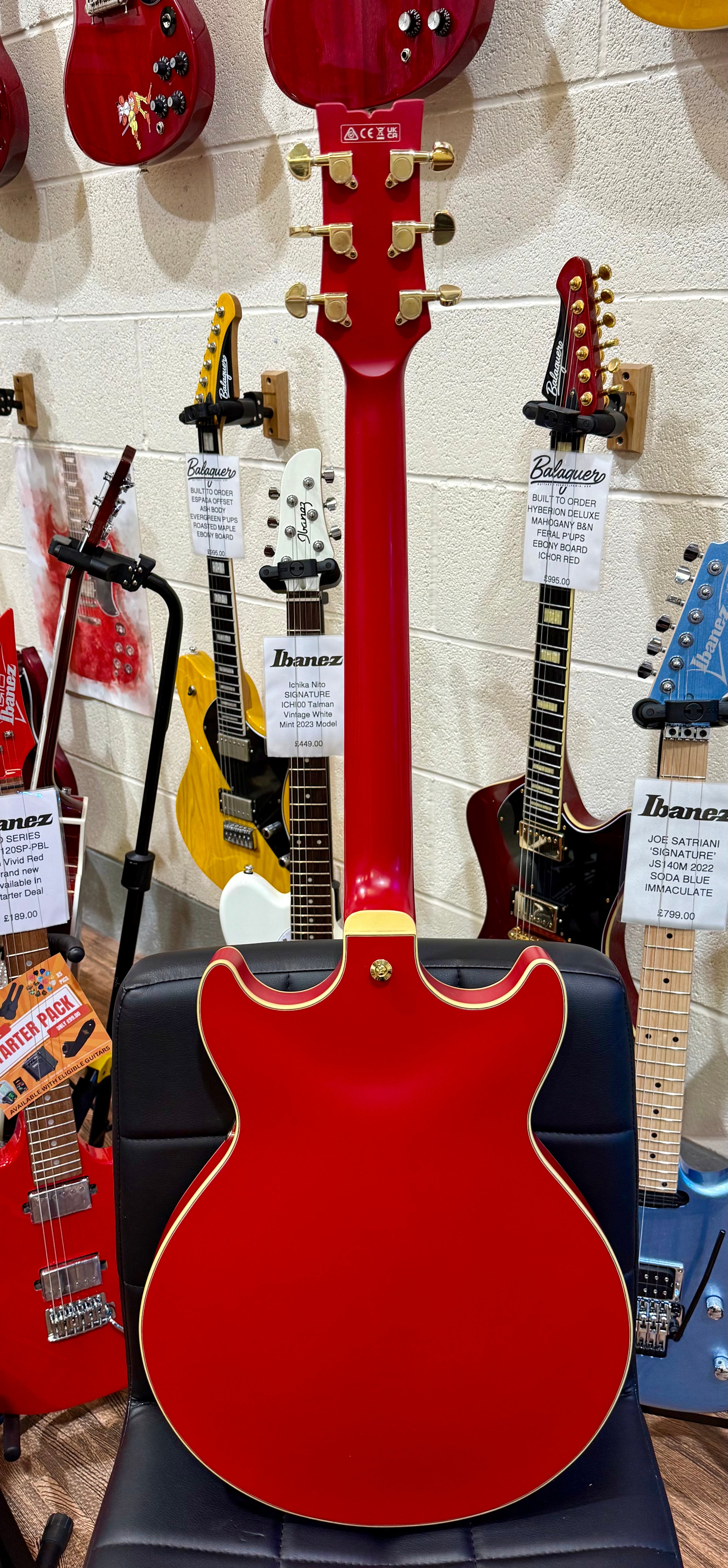 🌟2022 EX-DEMO🌟 Ibanez AMH90-CRF Artcore Expressionist~ Cherry Red Flat~ MINT!