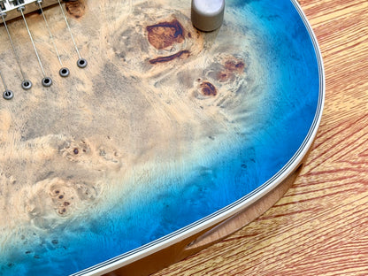 🔥2021🔥 Dean Exile Select 6 Hardtail~ Turquoise Burst Poplar Burl~ EMG Active!