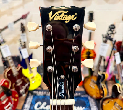 🔥B-STOCK🔥 NEW Vintage V100AFD Flamed Amber Paradise Electric Guitar~ Les Paul!