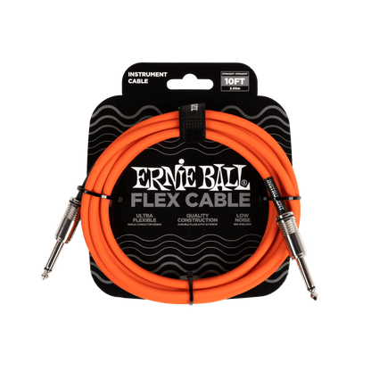 Ernie Ball Flex Instrument Cable- Straight/Straight 10ft- Orange