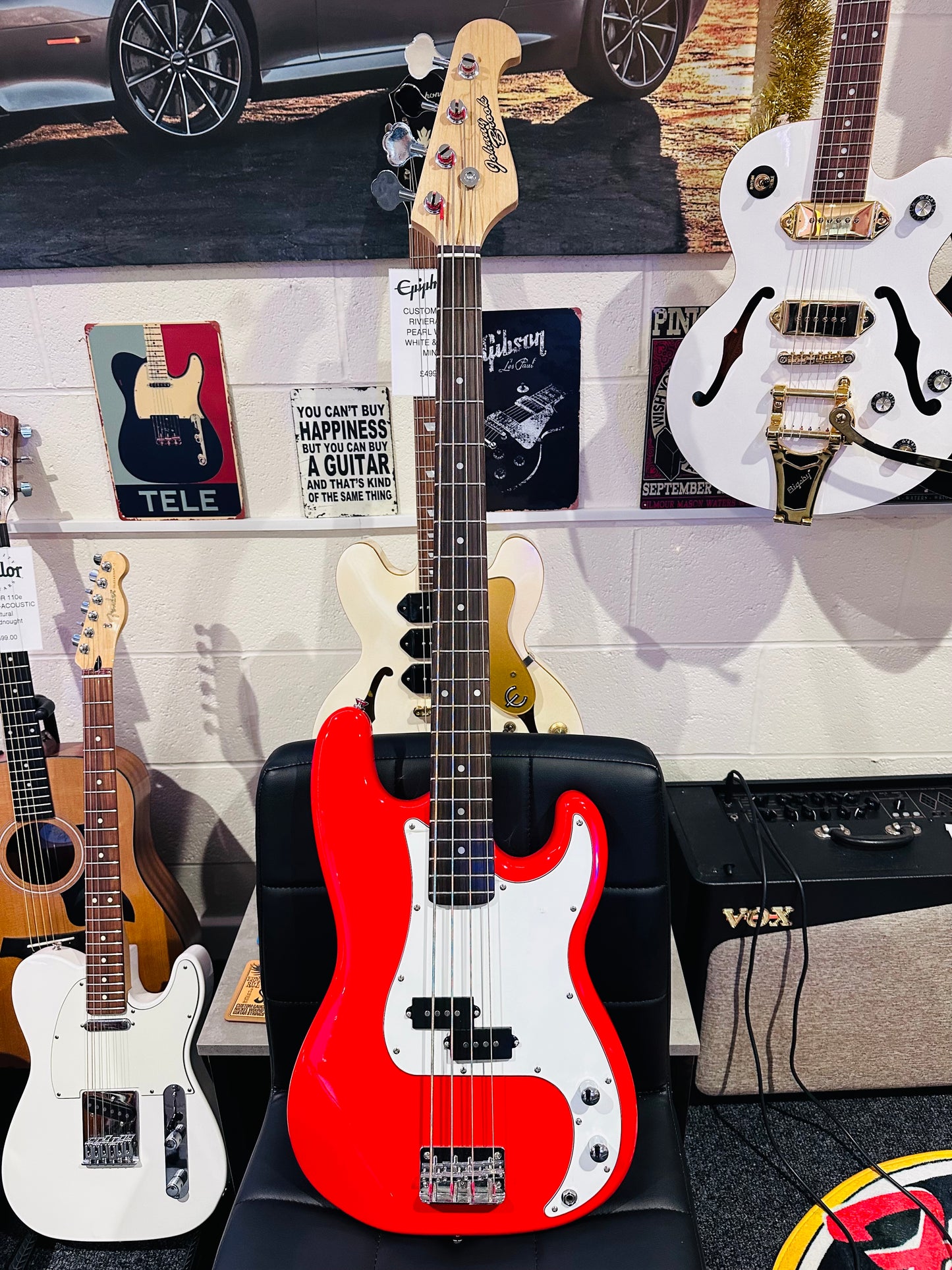 🎸NEW🎸 Johnny Brook P Bass Guitar~ Electric Precision Style~ Gloss Red!