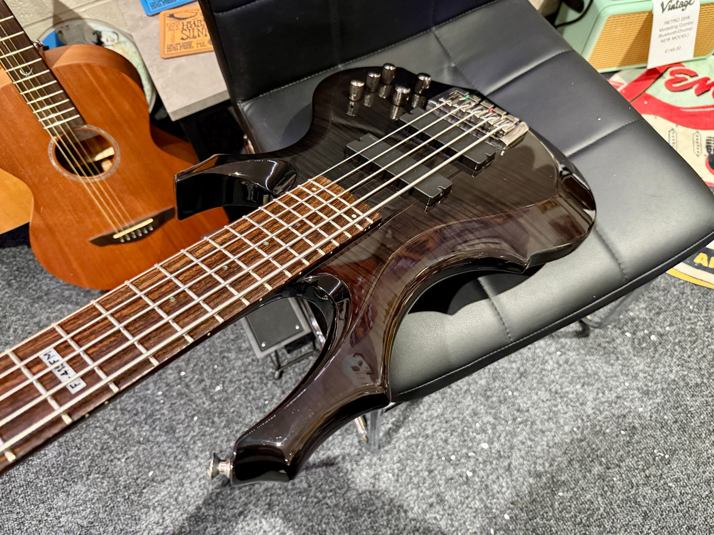 🔥5 STRING BASS🔥 ESP Ltd F-415FM~ See Thru Black~ EMG Pickups~ Electric Bass!