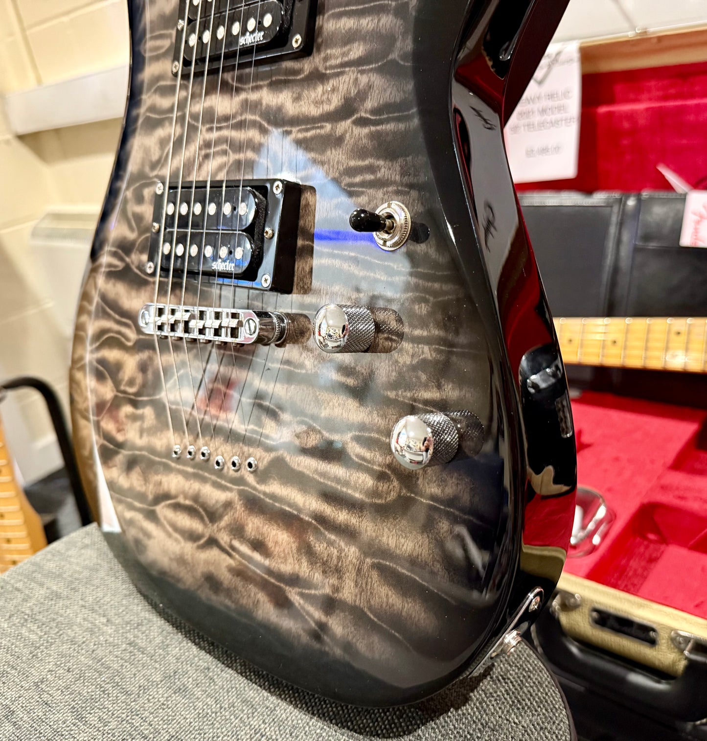 🔥EX-DEMO🔥 Schecter C-6 Plus Trans Black Charcoal Burst~ Diamond Series Guitar!