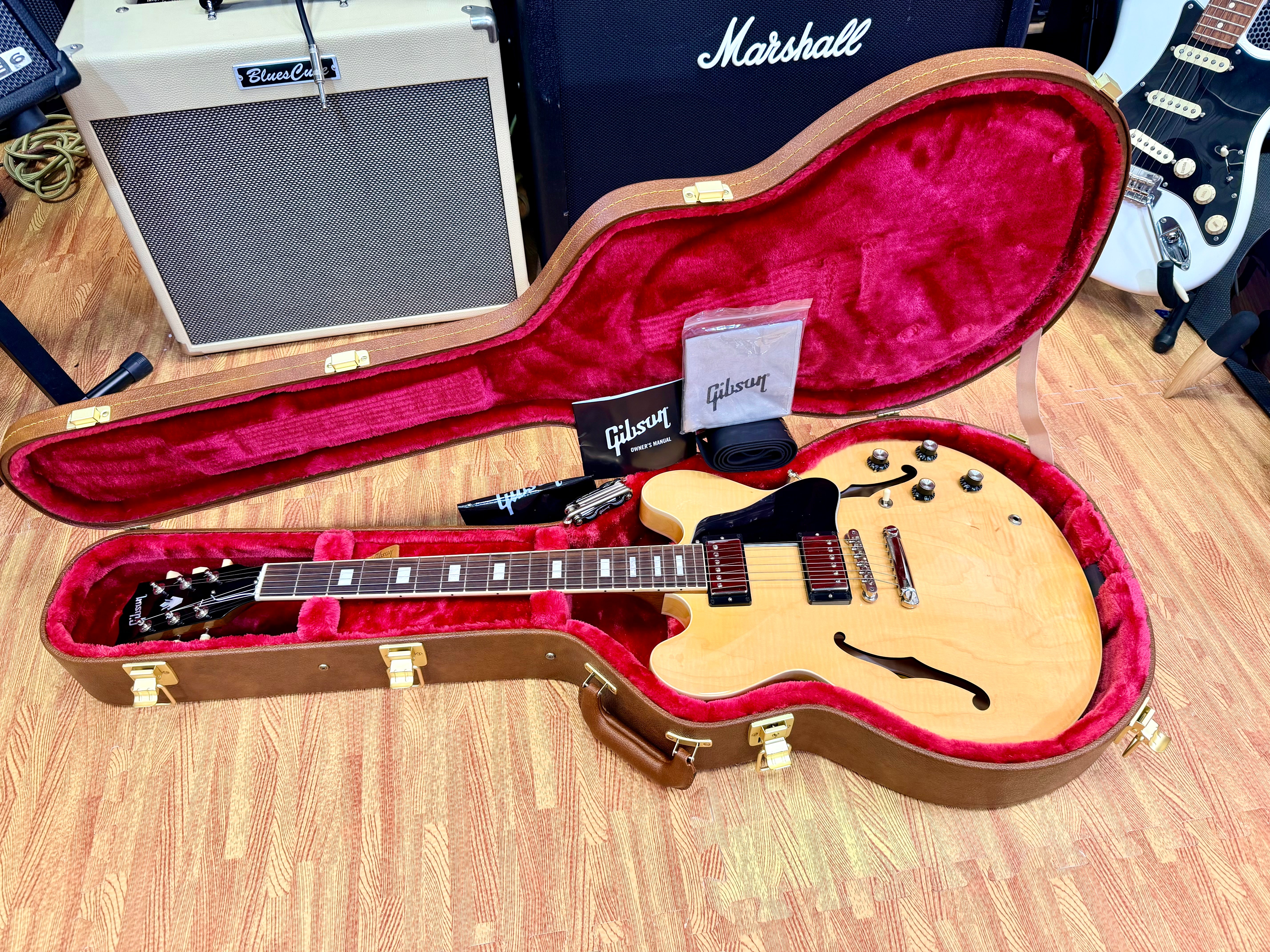 ✨MINT✨ Gibson ES-335 Figured Antique Natural~ Ex-Demo Semi-Hollow + Hard Case!