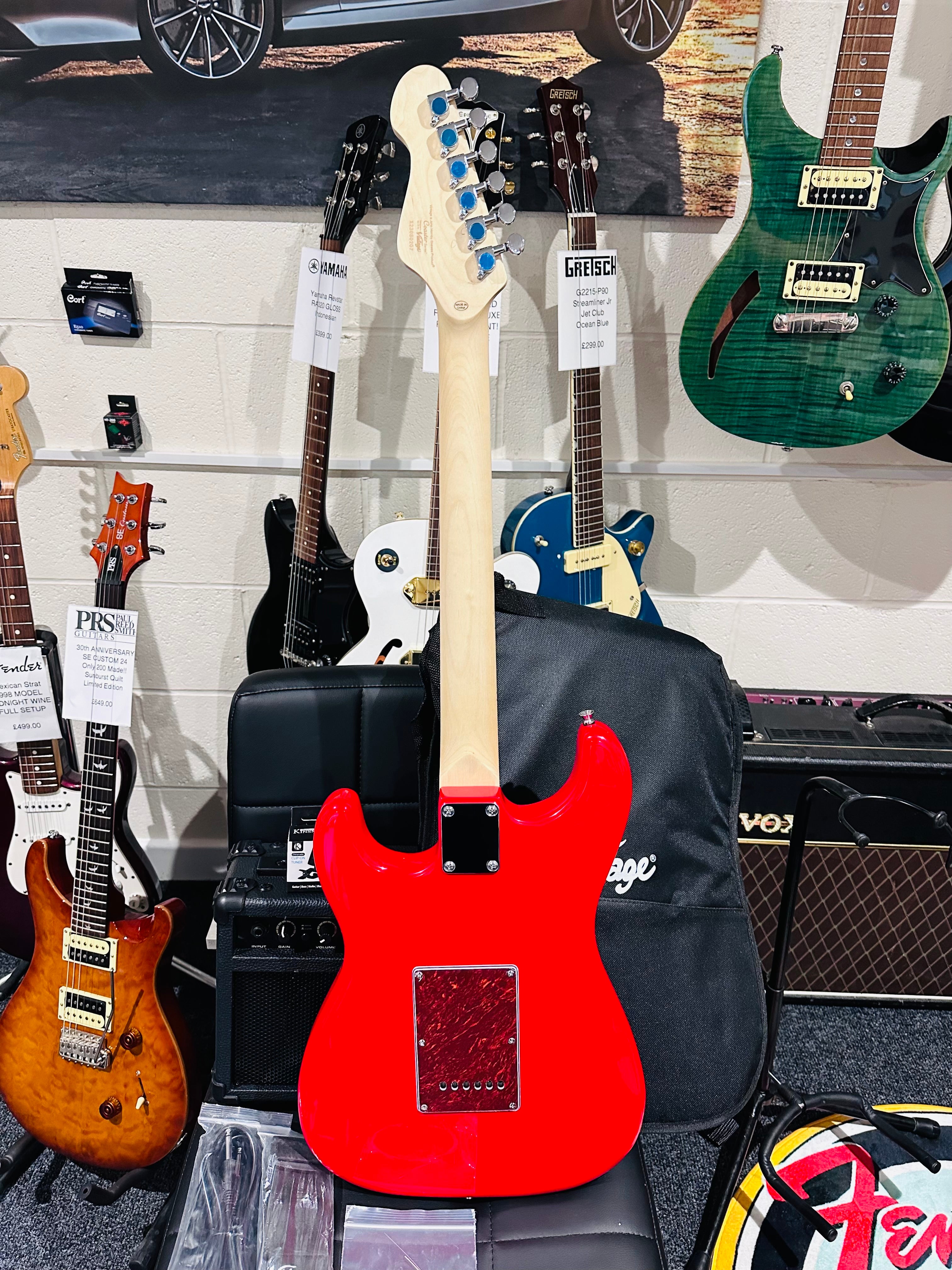 🌟NEW🌟 Vintage V60 Maple Coaster~ Electric Guitar Starter Pack Red~ Strat Style!