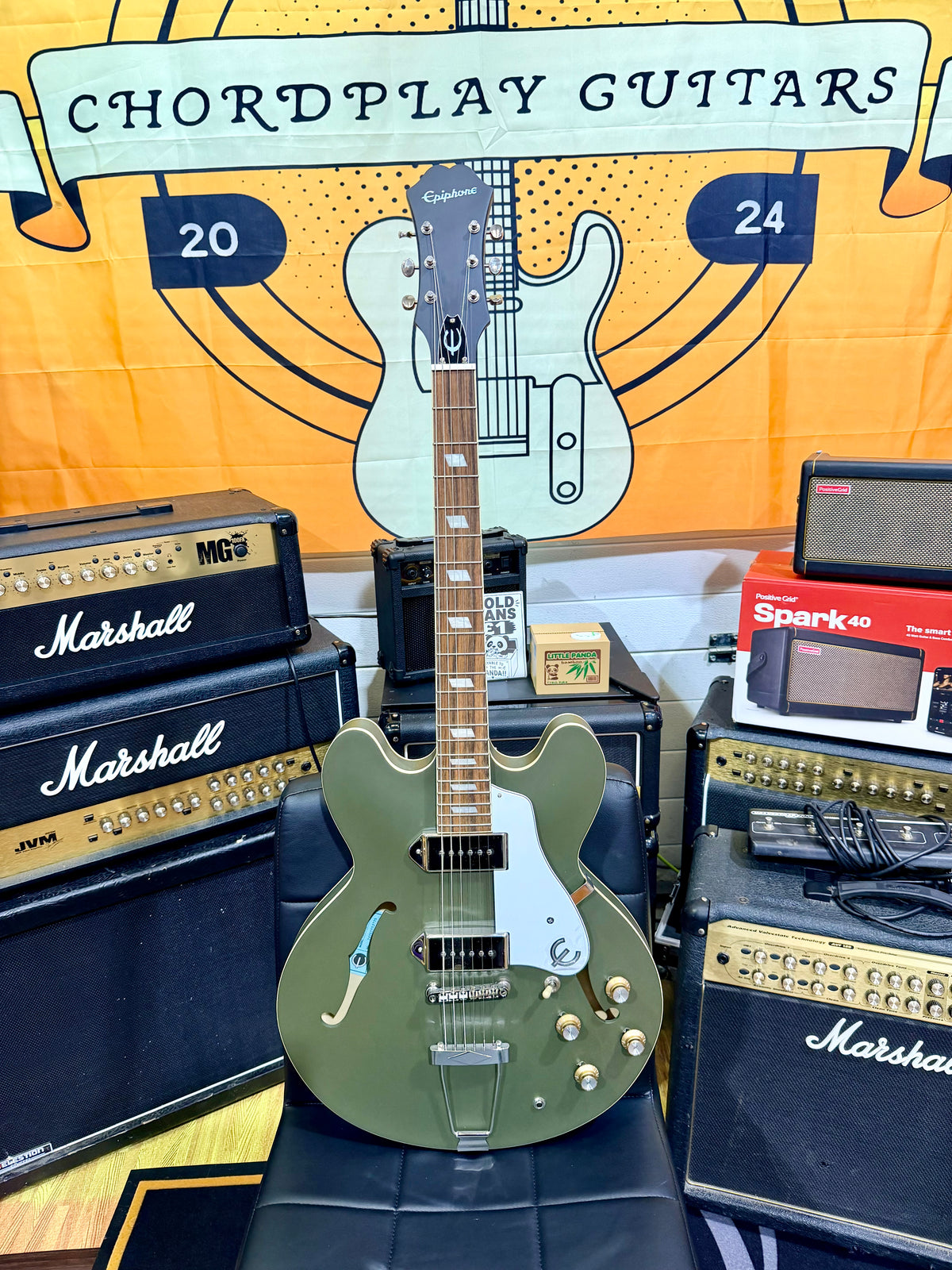 ✨2024✨ Epiphone Casino Worn Olive Drab Hollowbody Guitar + Hard Case~ MINT!