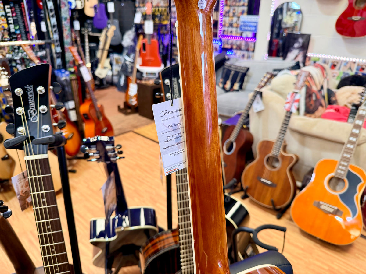 Brunswick BF200BL Mahogany Folk Acoustic Guitar~ Blue Gloss