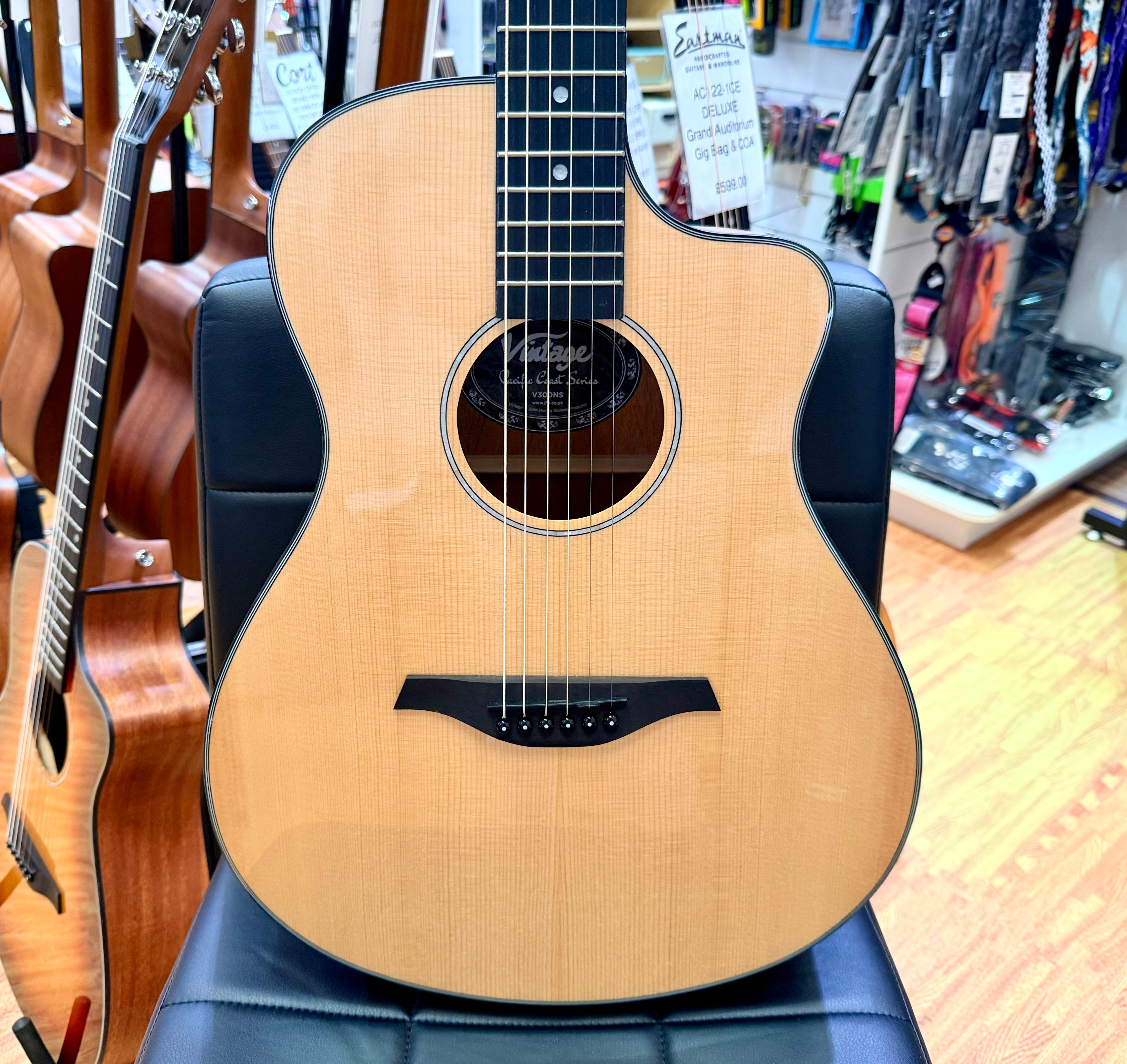 ✨NEW✨ Vintage Pacific Coast VEC300NS Electro-Acoustic Guitar~ Natural Spruce!