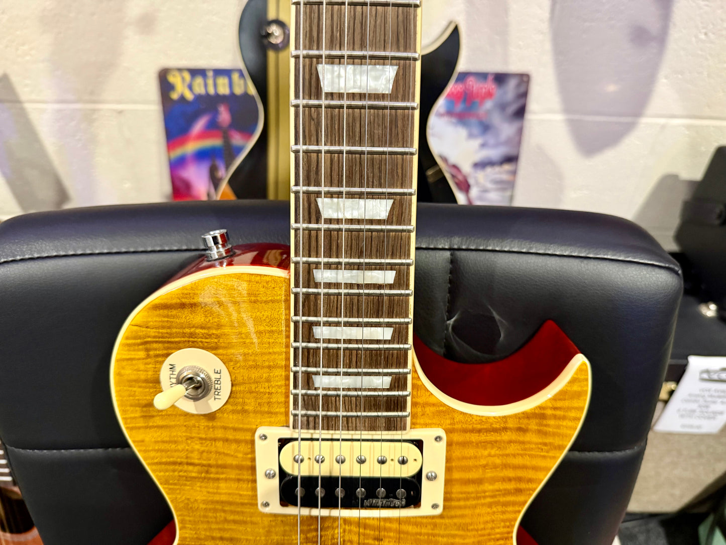 🌟MINT🌟 Vintage V100AFD Flamed Amber Paradise Electric Guitar~ Slash Les Paul!