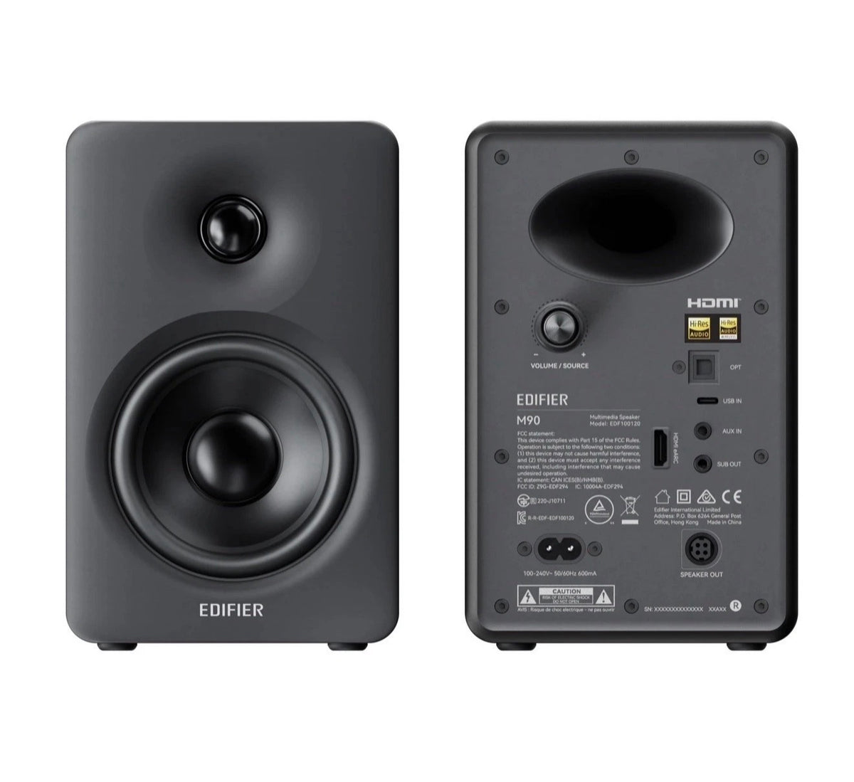 Edifier M90 HiRes Black Active 100 RMS Multimedia Speakers/Monitors with Sub Out