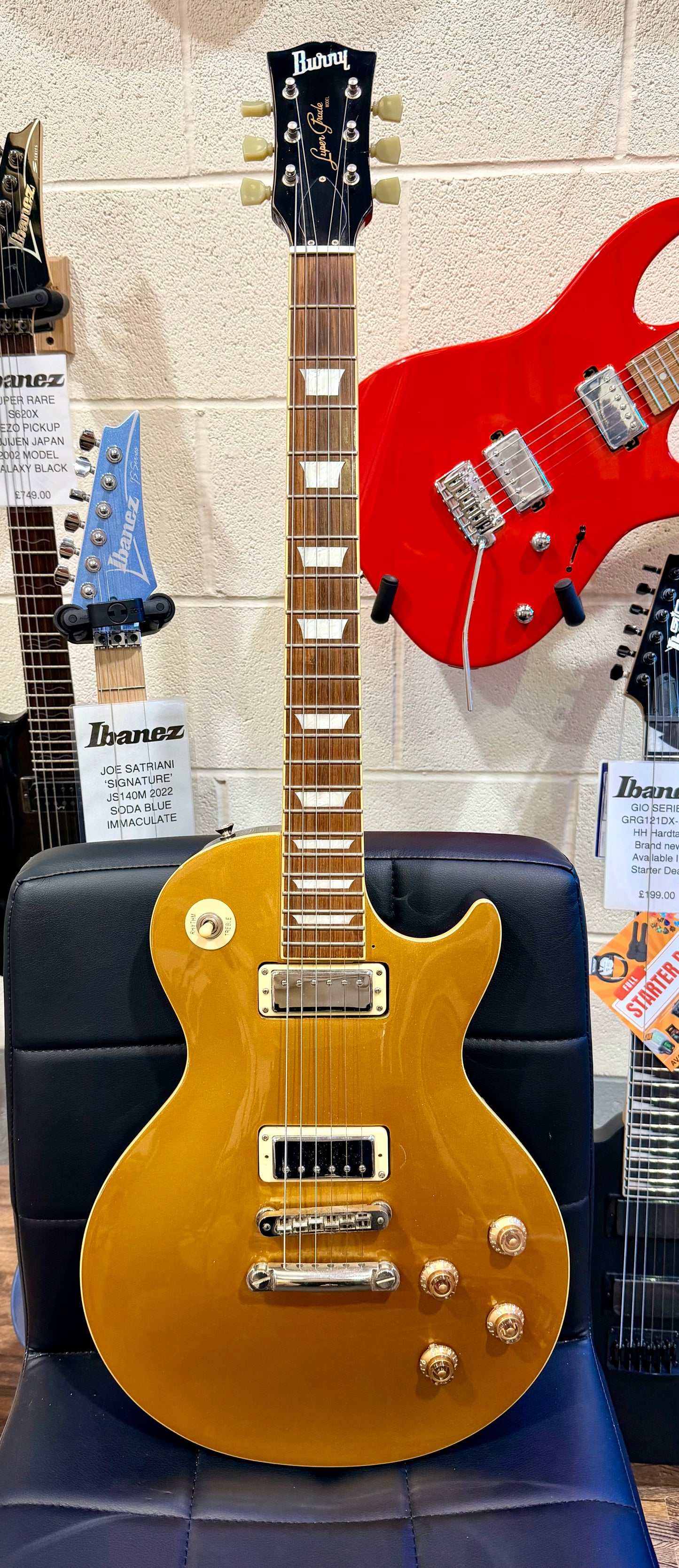 🔥2009🔥 Burny Les Paul Gold Top~ Super Grade Model~ RARE W/Mini Humbuckers!
