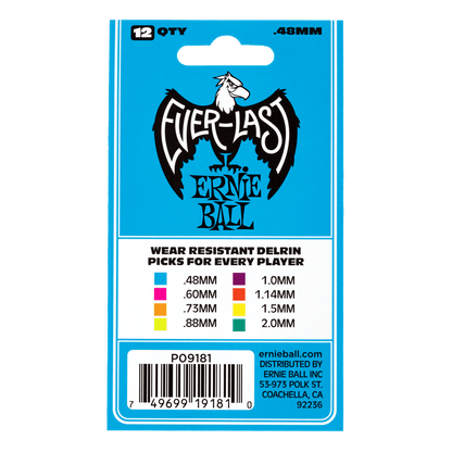 Ernie Ball Everlast Picks- 0.48mm Blue 12 Pack