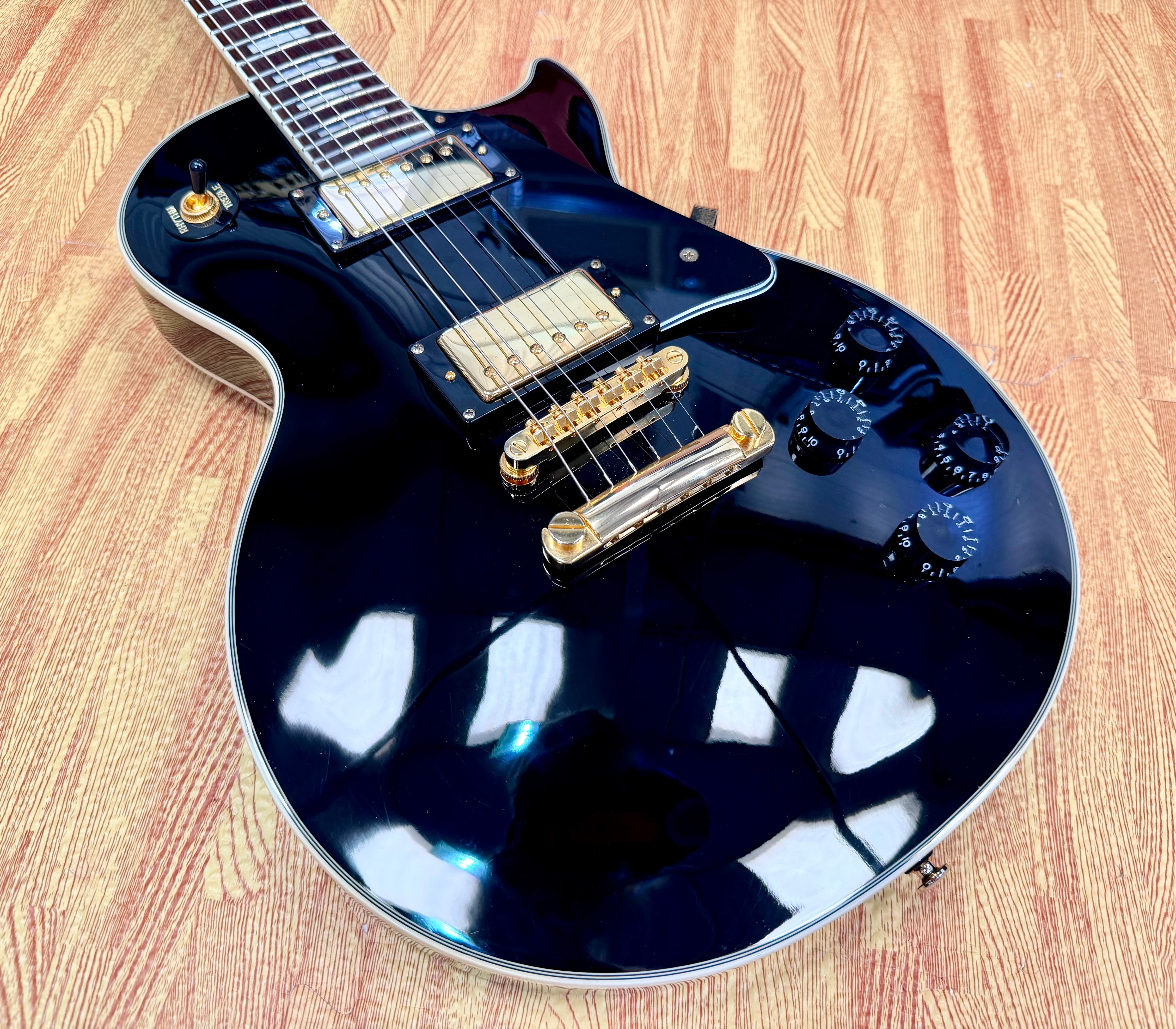 ✨2003✨ Epiphone Les Paul Custom~ Ebony~ Unsung Korea~ Black & Gold~ Cherished!