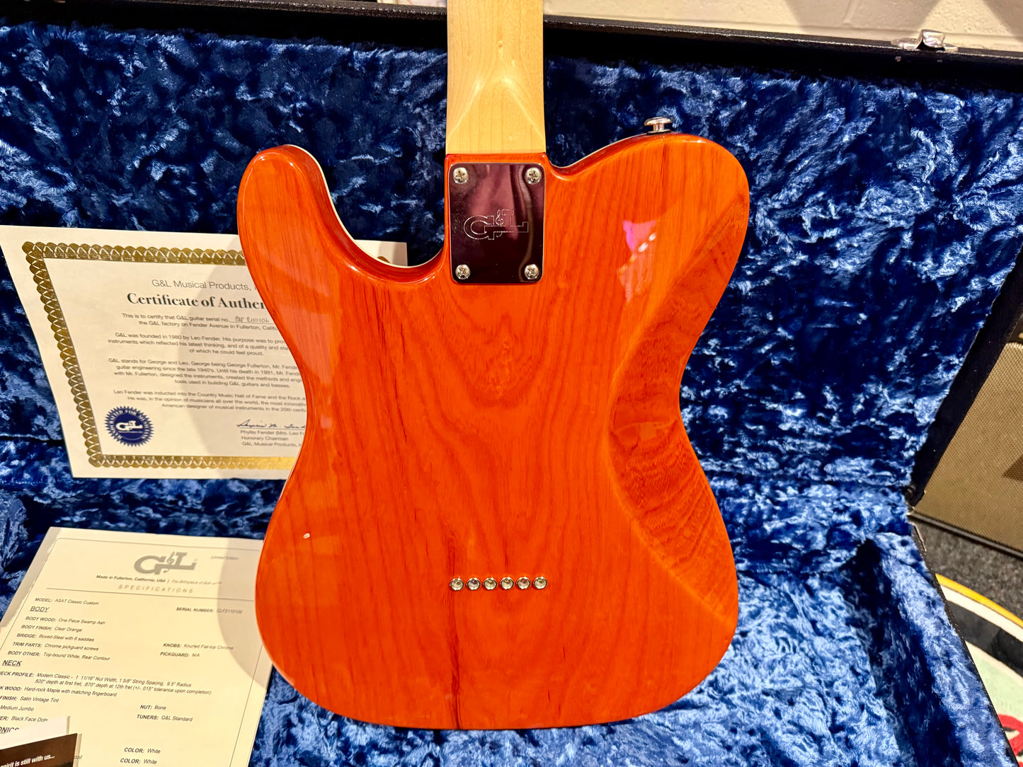 🌟FULLERTON USA🌟 G&L Asat Classic Custom~ Leo Fender~ Ltd Edition Orange~ COA!