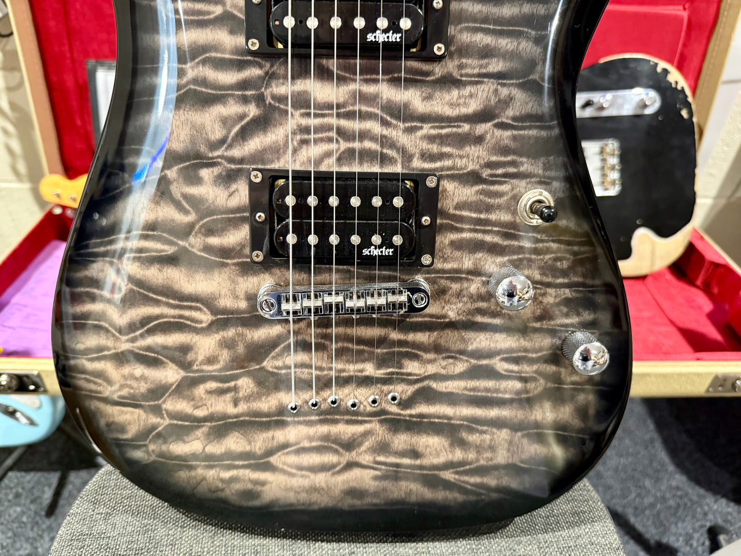 🔥EX-DEMO🔥 Schecter C-6 Plus Trans Black Charcoal Burst~ Diamond Series Guitar!